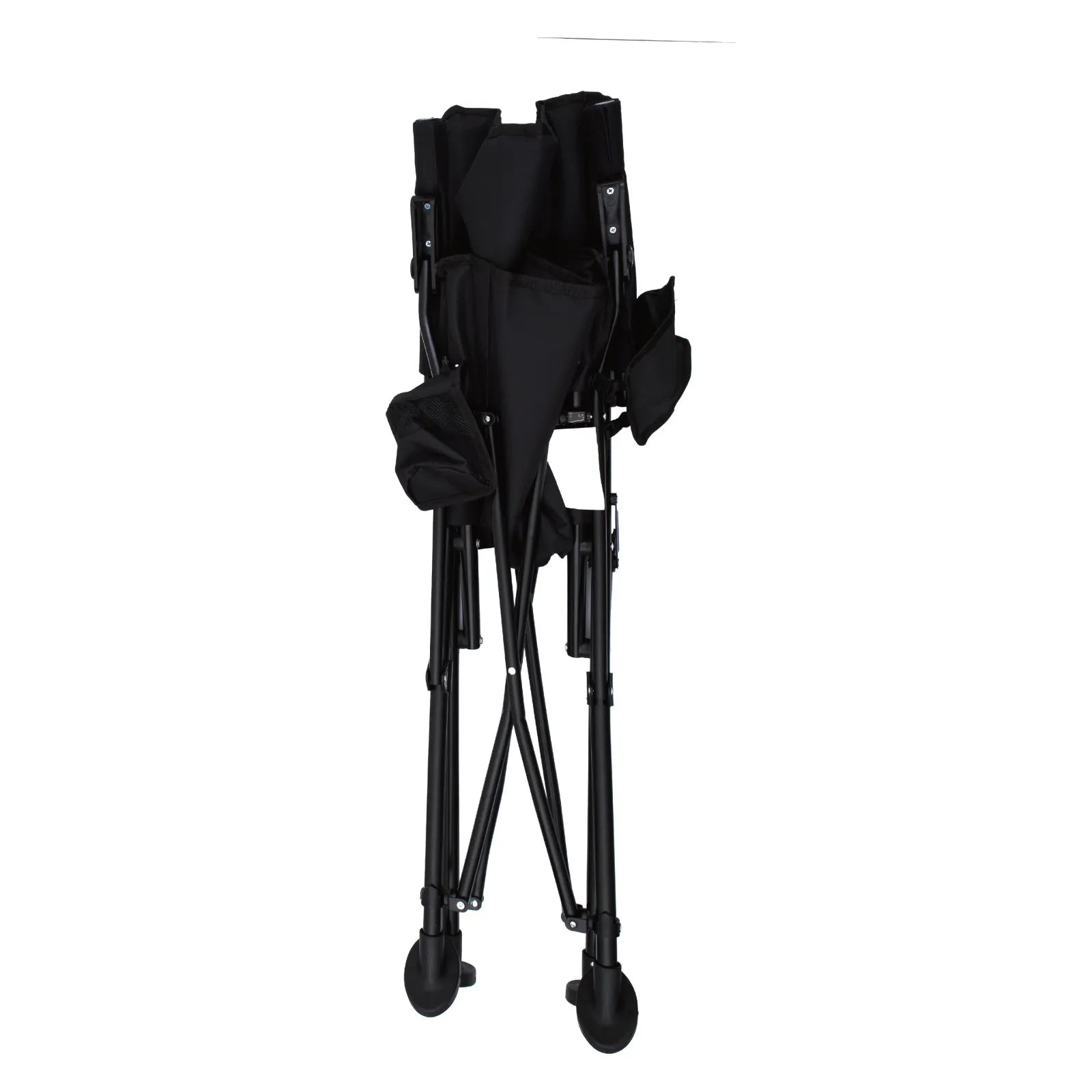 كرسي Green Lion Outdoor Camping Chair القابل للطي للتخييم مع حامل زجاجة – أسود