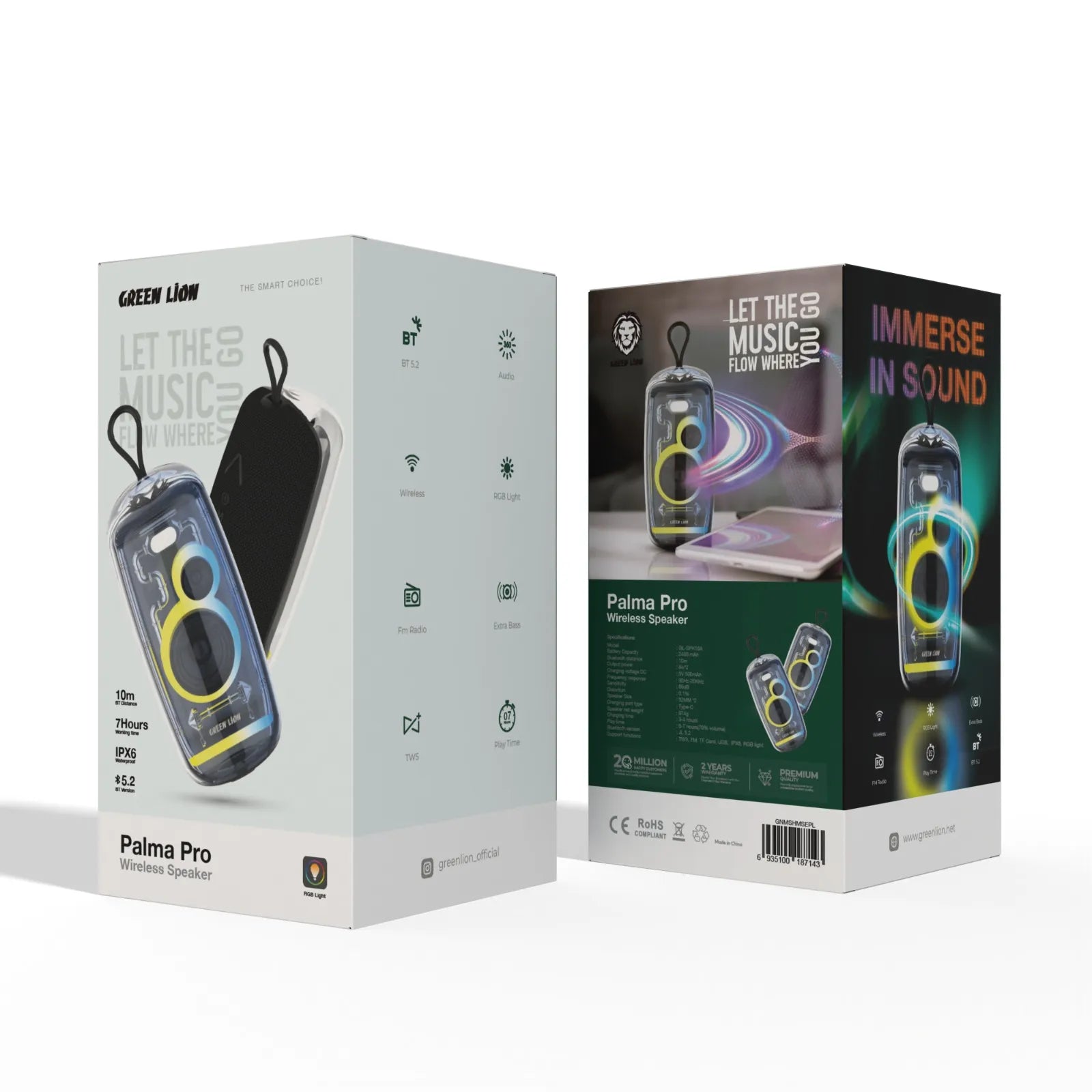 سماعة Green Lion Palma Pro اللاسلكية Bluetooth 5.2 مع RGB – أسود