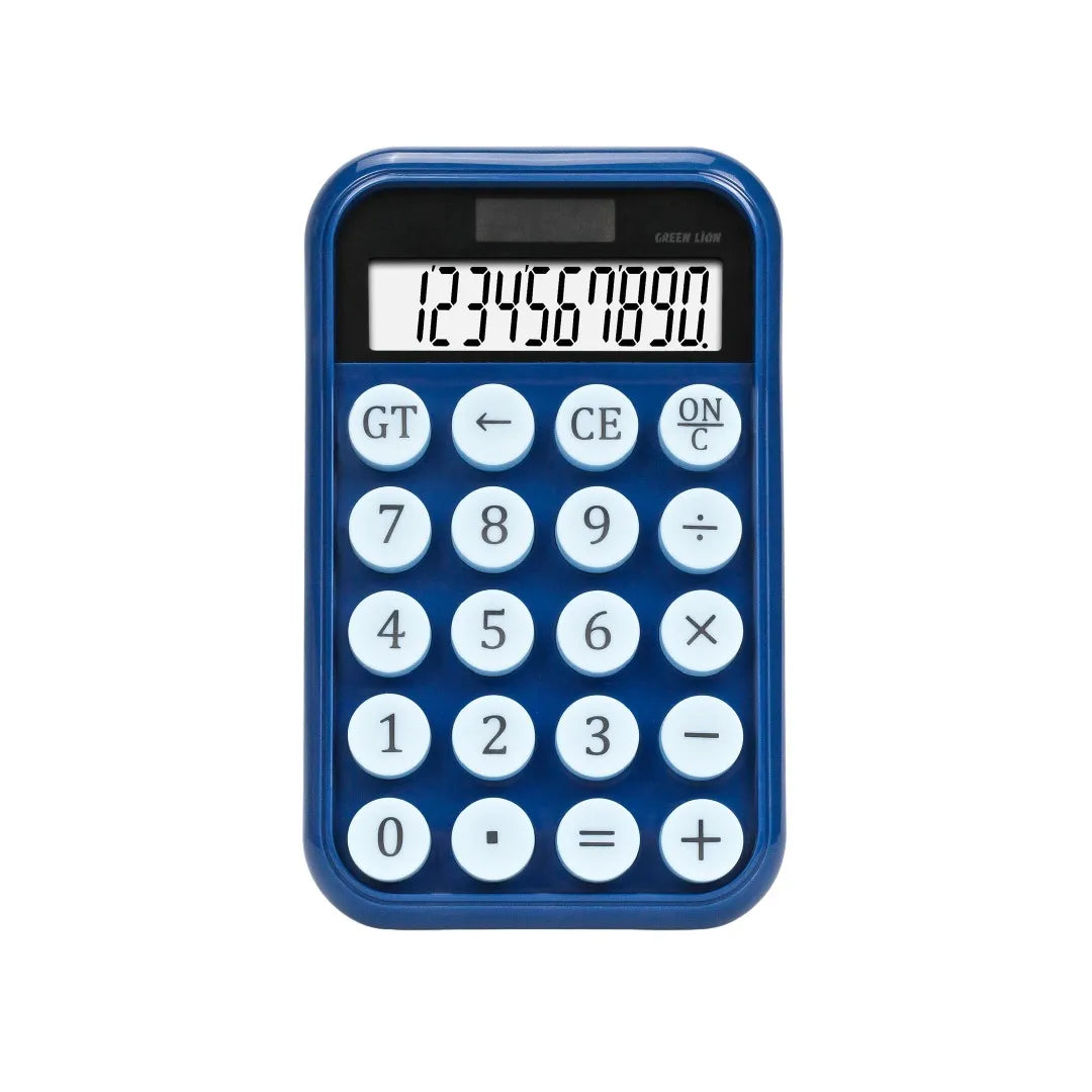 آلة حاسبة Green Lion Pocket Calculator بشاشة LCD 10 أرقام وطاقة مزدوجة – أزرق
