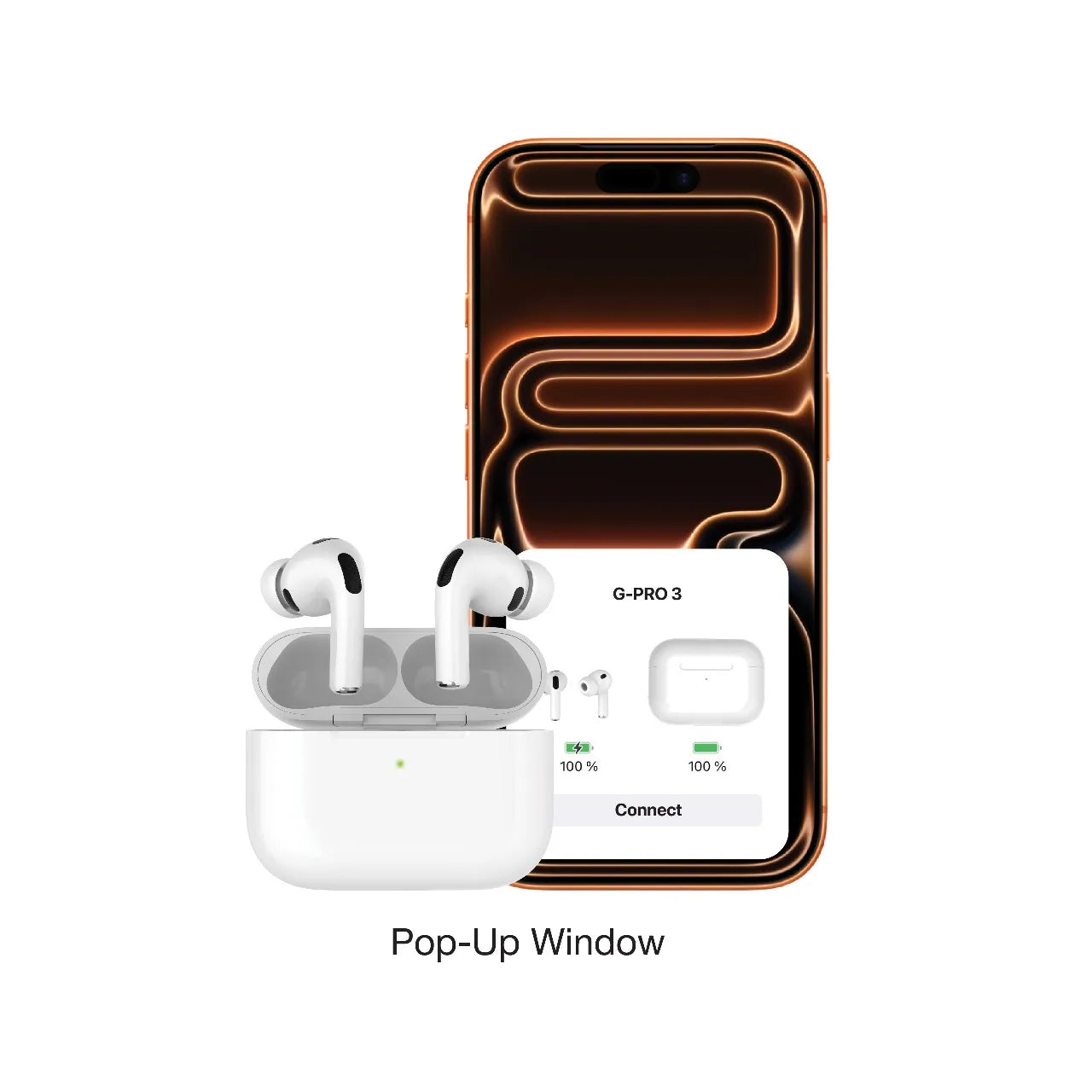 سماعات Green Lion Earbuds Pro 3 اللاسلكية مع Touch Control ونافذة Pop-Up – أبيض