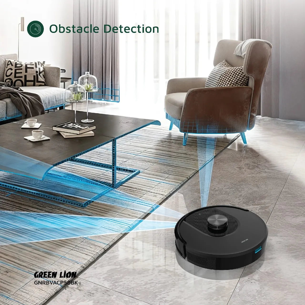 Green Lion Smart Robot Vacuum Pro with Self-Empty Dock & LiDAR Navigation – Black