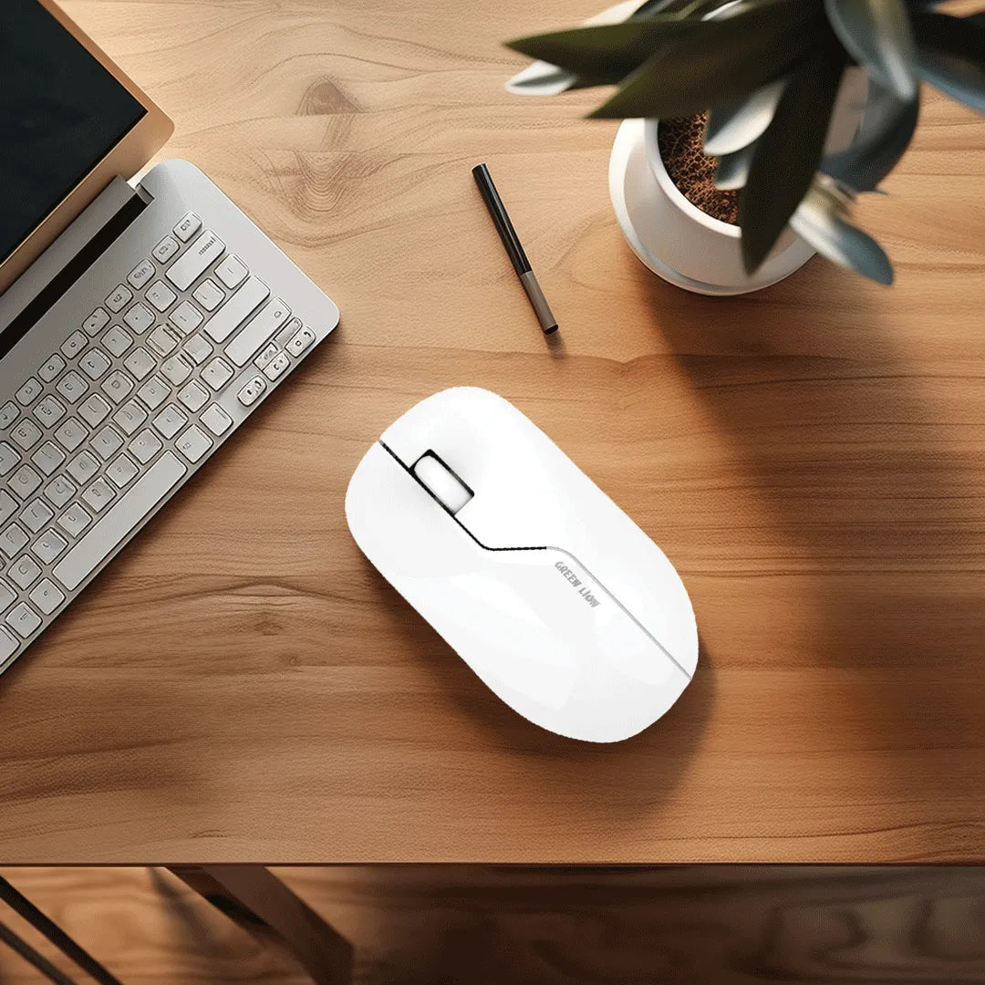 ماوس Green Lion G130 اللاسلكي القابل للشحن مع Bluetooth 5.0 و2.4GHz – أسود / أبيض