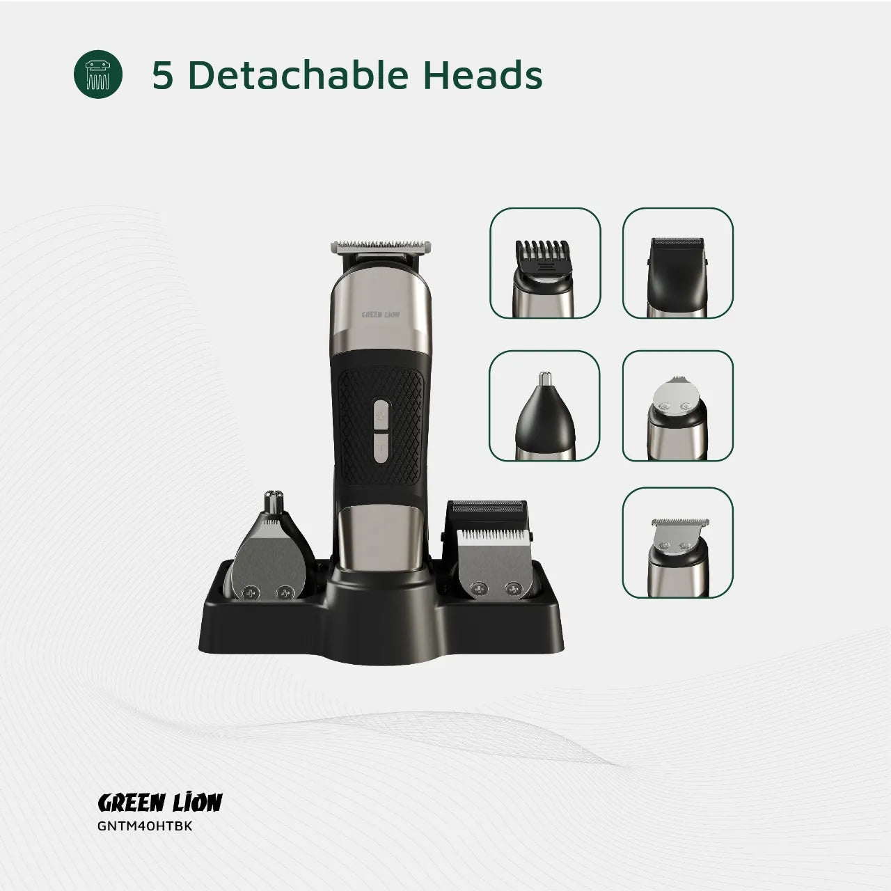 Green Lion Trim Master 5 In 1 Grooming Trimmer Type-C Rechargeable – Black