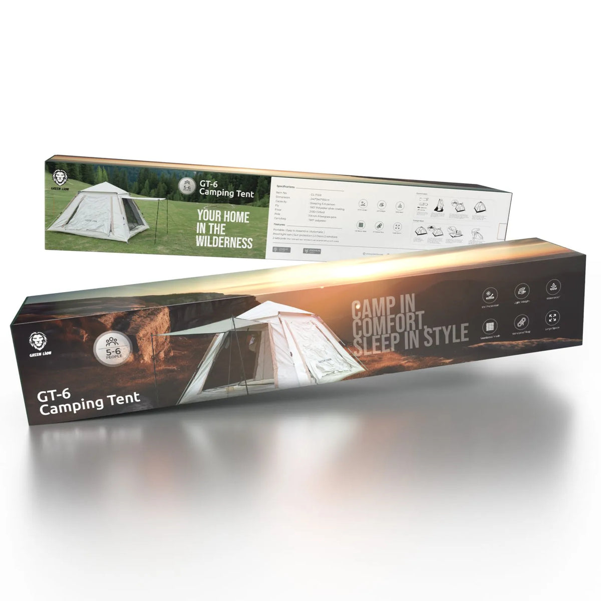 Green Lion GT-6 Camping Tent for 5-6 Persons Waterproof Outdoor Tent – Beige-3