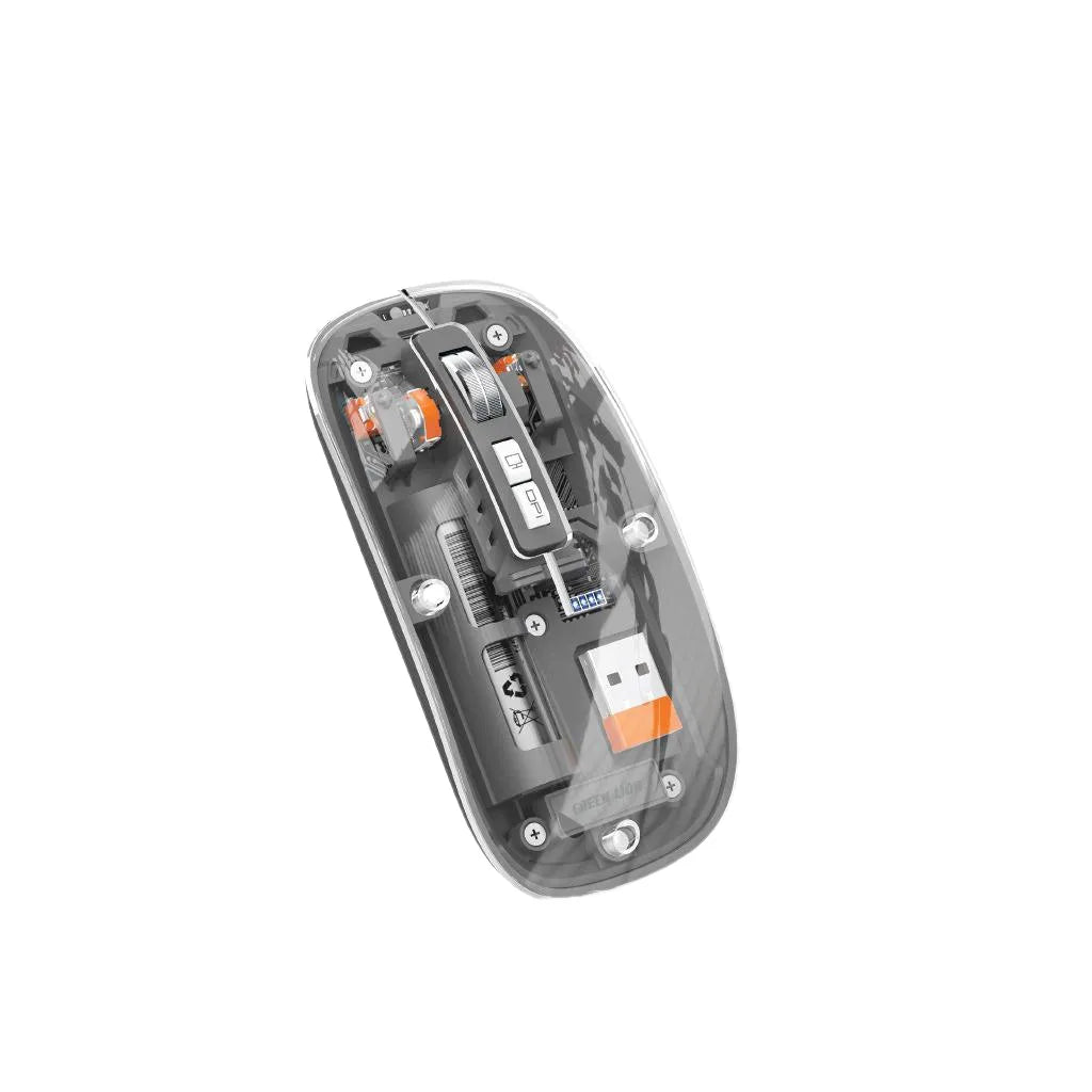 Green Lion Transparent Mouse 2 Wireless Rechargeable Silent Mouse – Grey & Pink