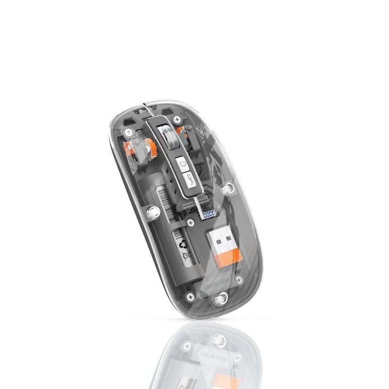 Green Lion Transparent Mouse 2 Wireless Rechargeable Silent Mouse – Grey & Pink-1