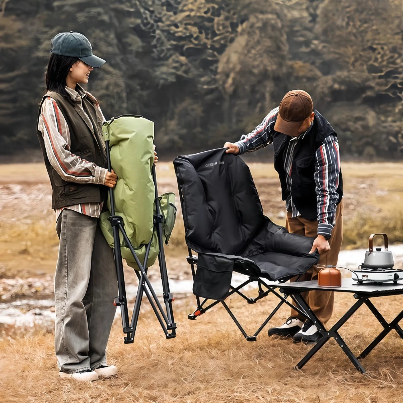 Green Lion Travix Camping Chair Foldable Outdoor Chair – Black