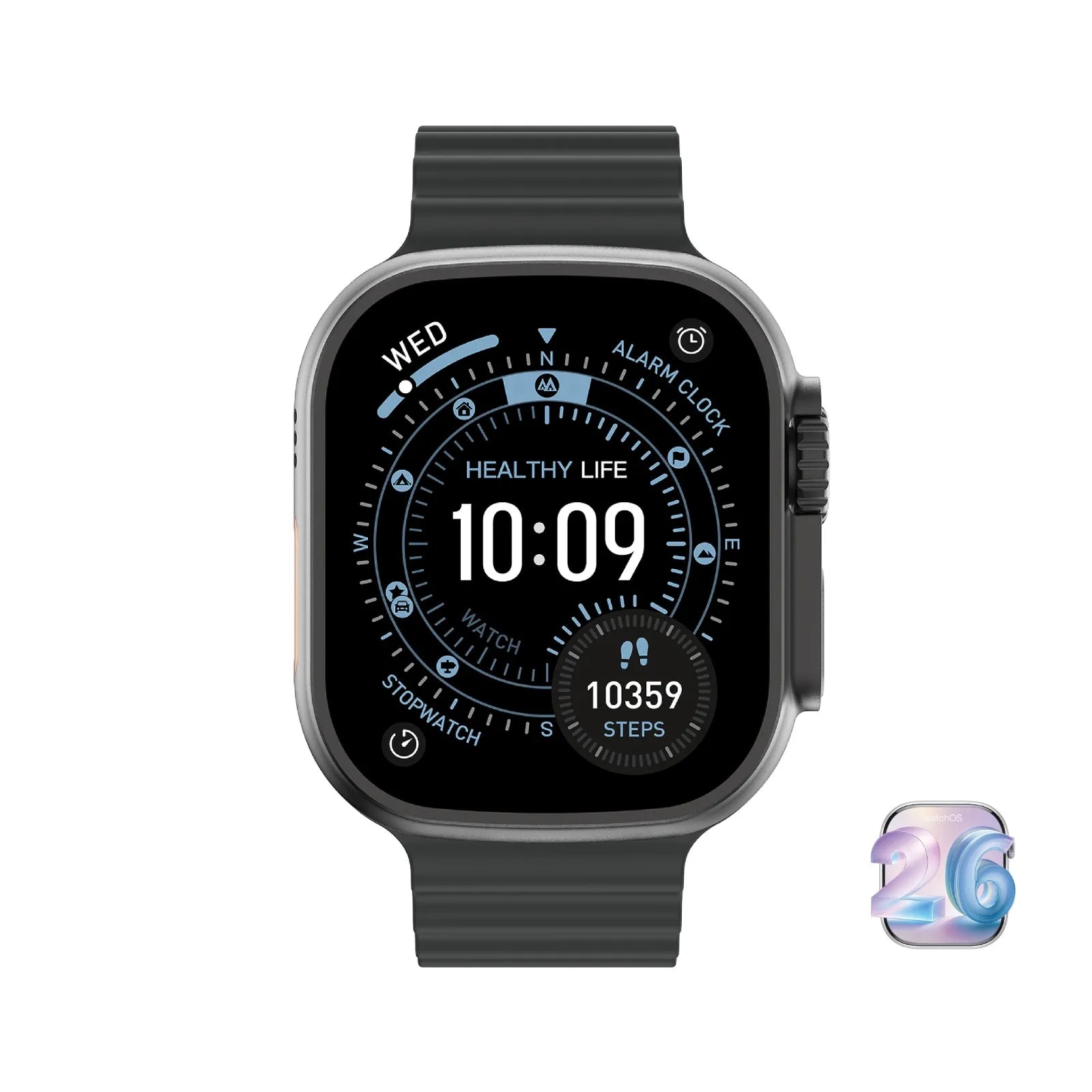 Green Lion Communicate 49 Ultra Smart Watch 2.04" AMOLED Display Bluetooth Calling WhatsApp Reply – Black
