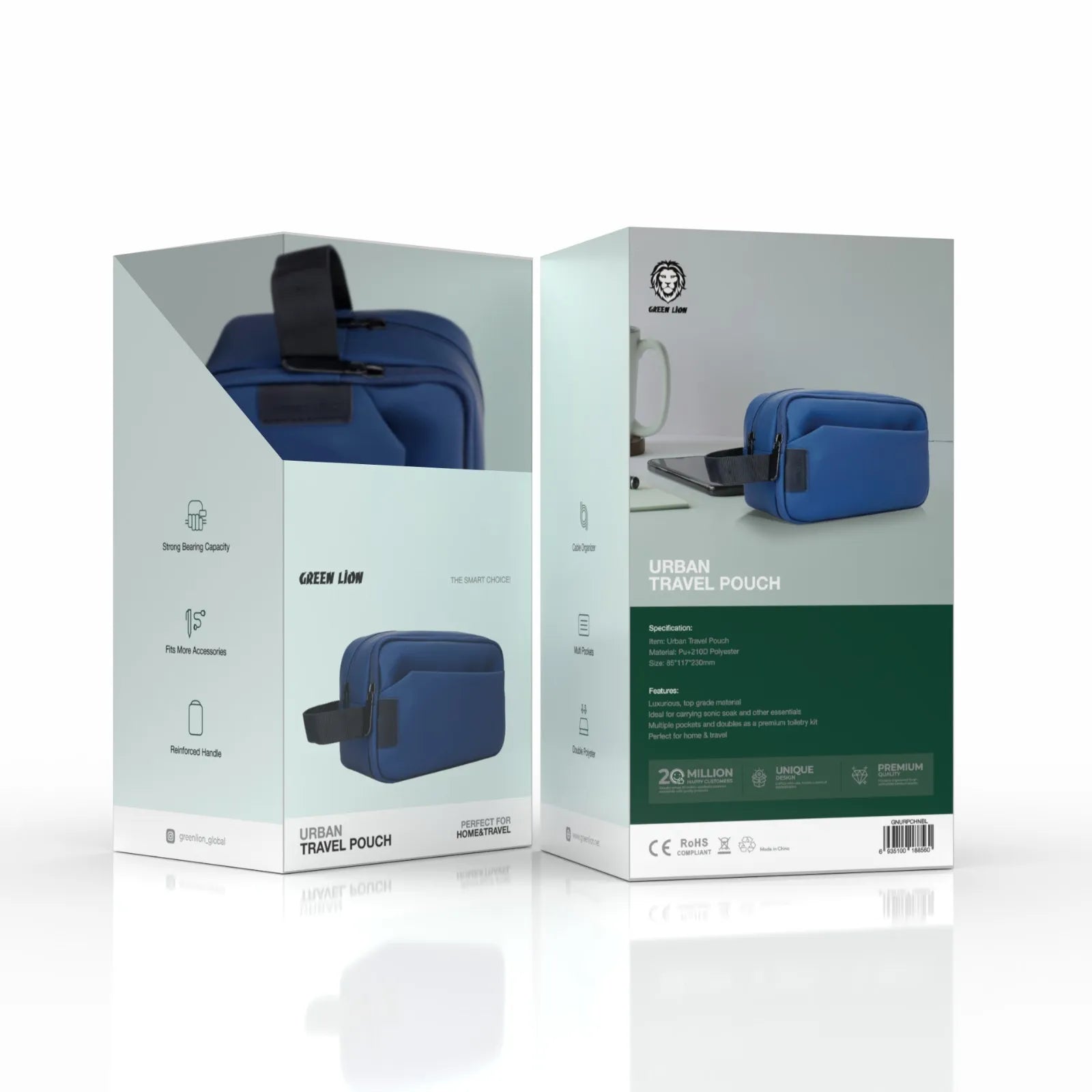 Green Lion Urban Travel Pouch Multi-Purpose Organizer Bag – Black & Blue
