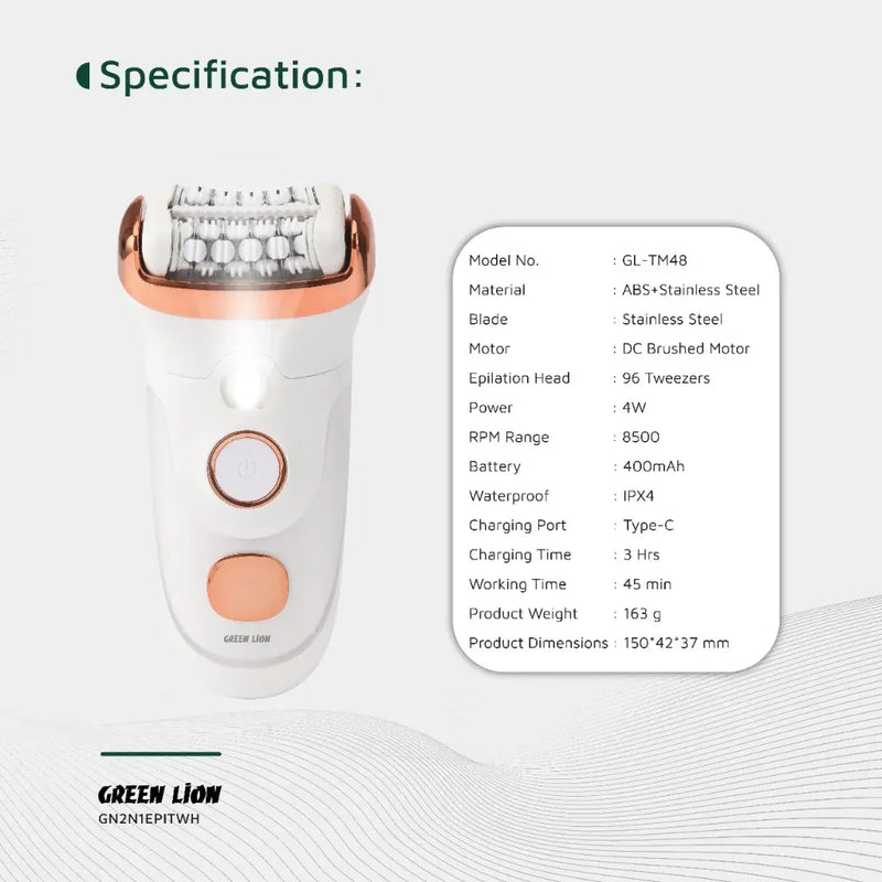 Green Lion جهاز إزالة الشعر 2 في 1 - حلاقة وتقليم وإزالة الشعر - أبيض-10