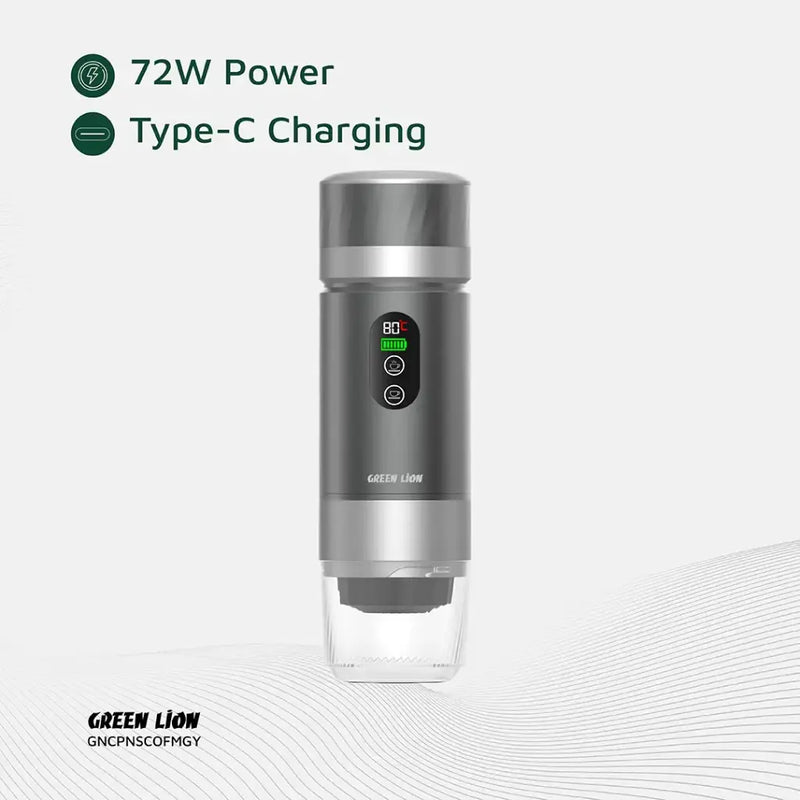 ماكينة قهوة محمولة Green Lion Campinas بسعة 80ml - رمادي-2