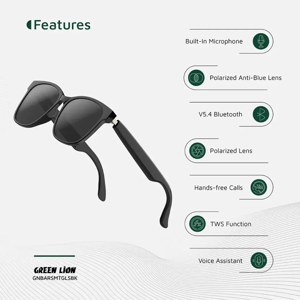 Green Lion Barcelona Smart Glasses - Black