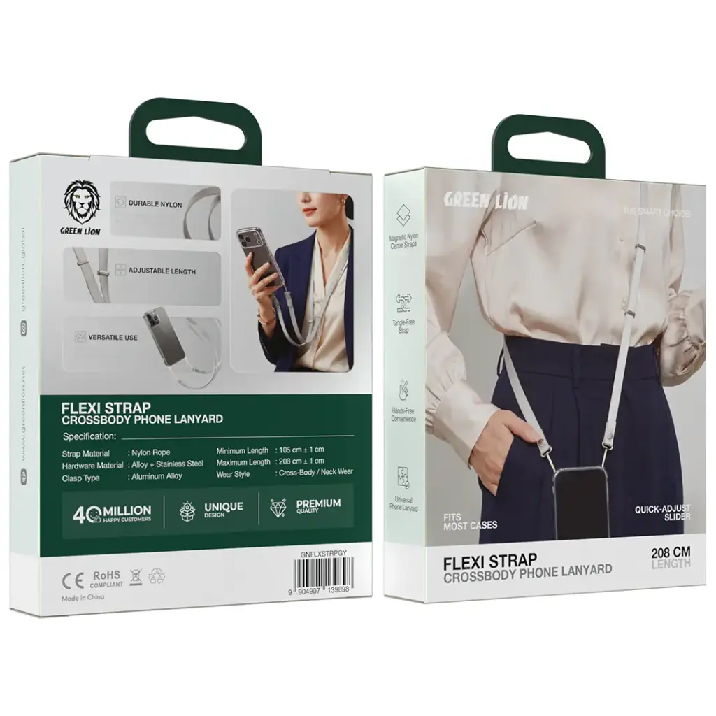 حبل هاتف Green Lion Flexi Strap Crossbody بطول 208 سم - أزرق