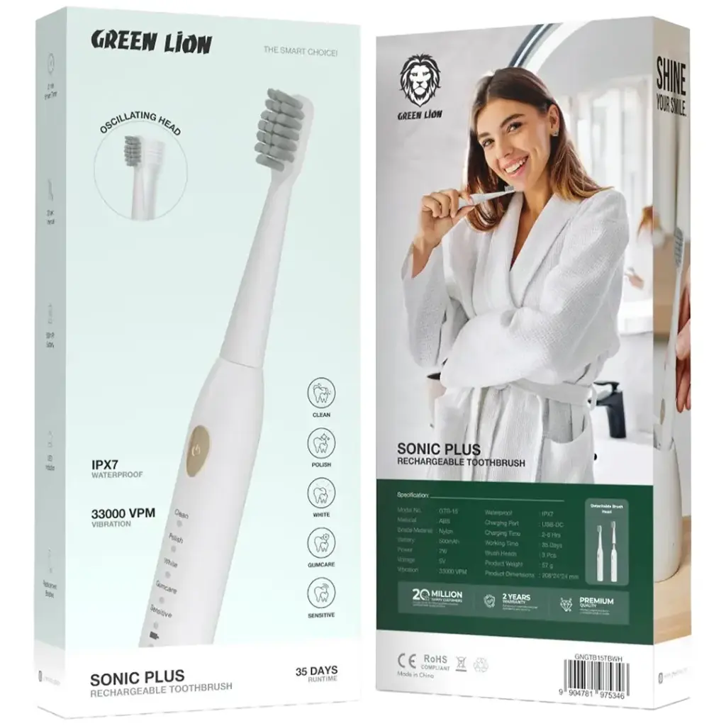 Green Lion Sonic Plus Rechargeable Toothbrush-5