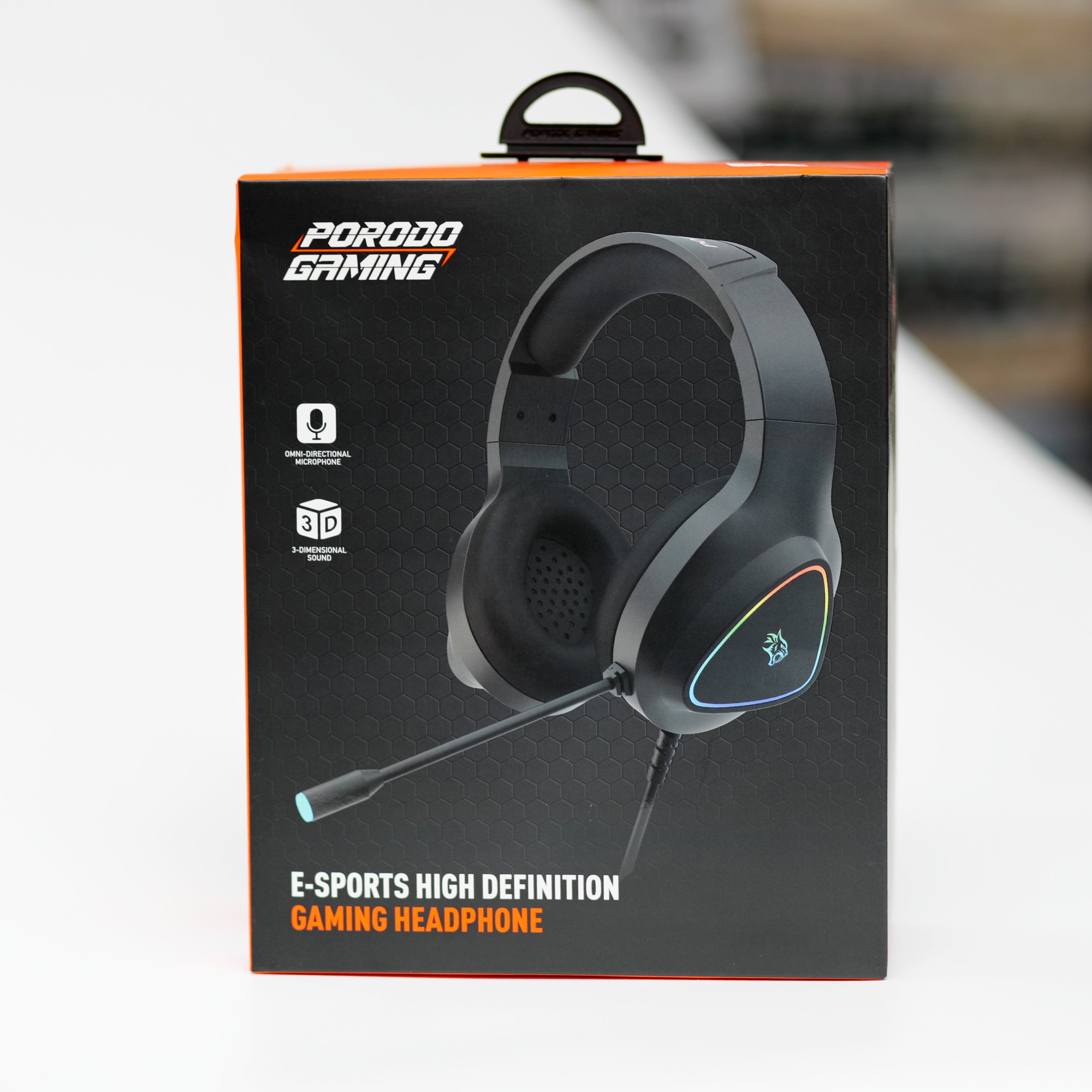 سماعة الألعاب Porodo Gaming E-Sports HD مع إضاءة RGB