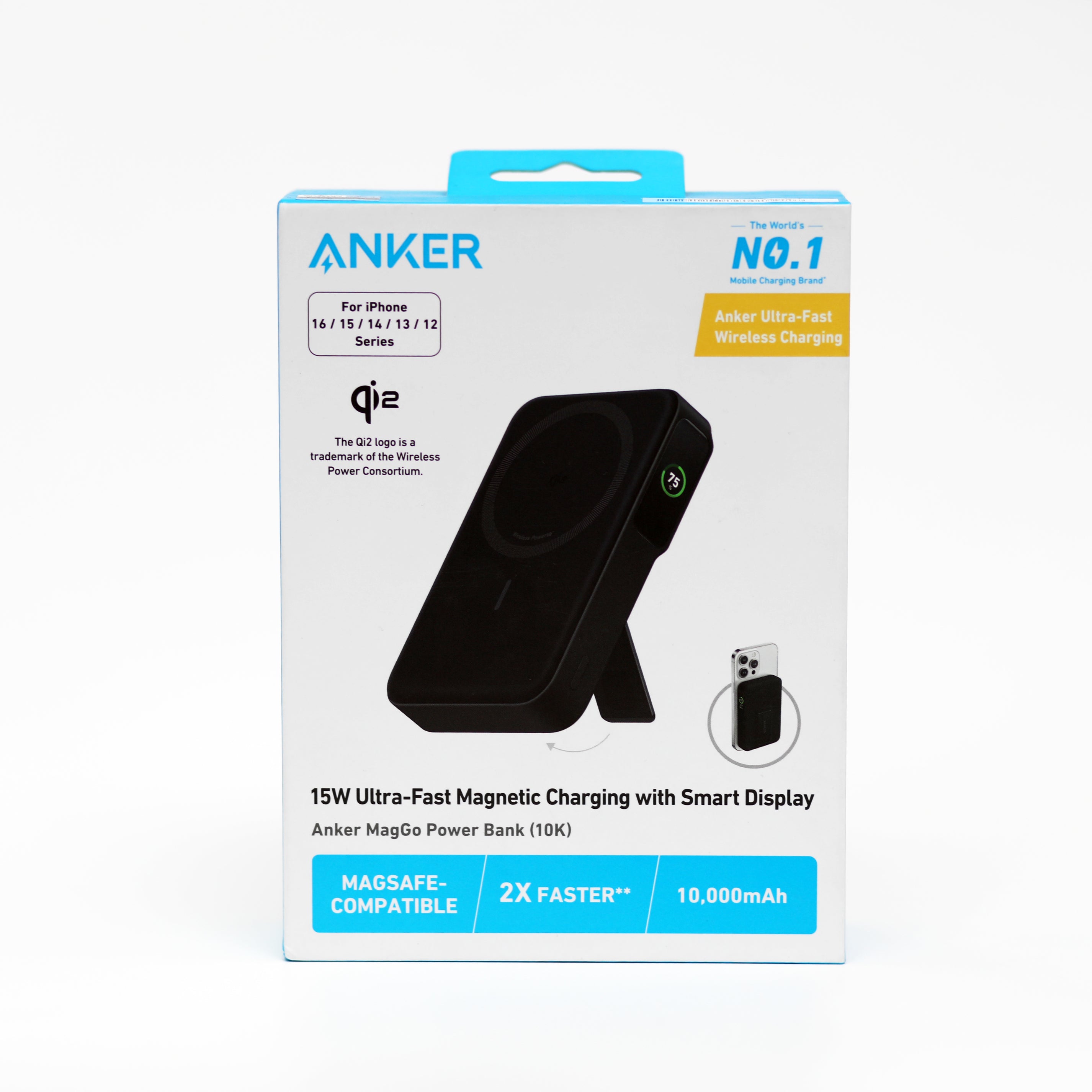 باور بنك Anker MagGo المغناطيسي بسعة 10,000mAh مع شحن لاسلكي سريع 15 واط