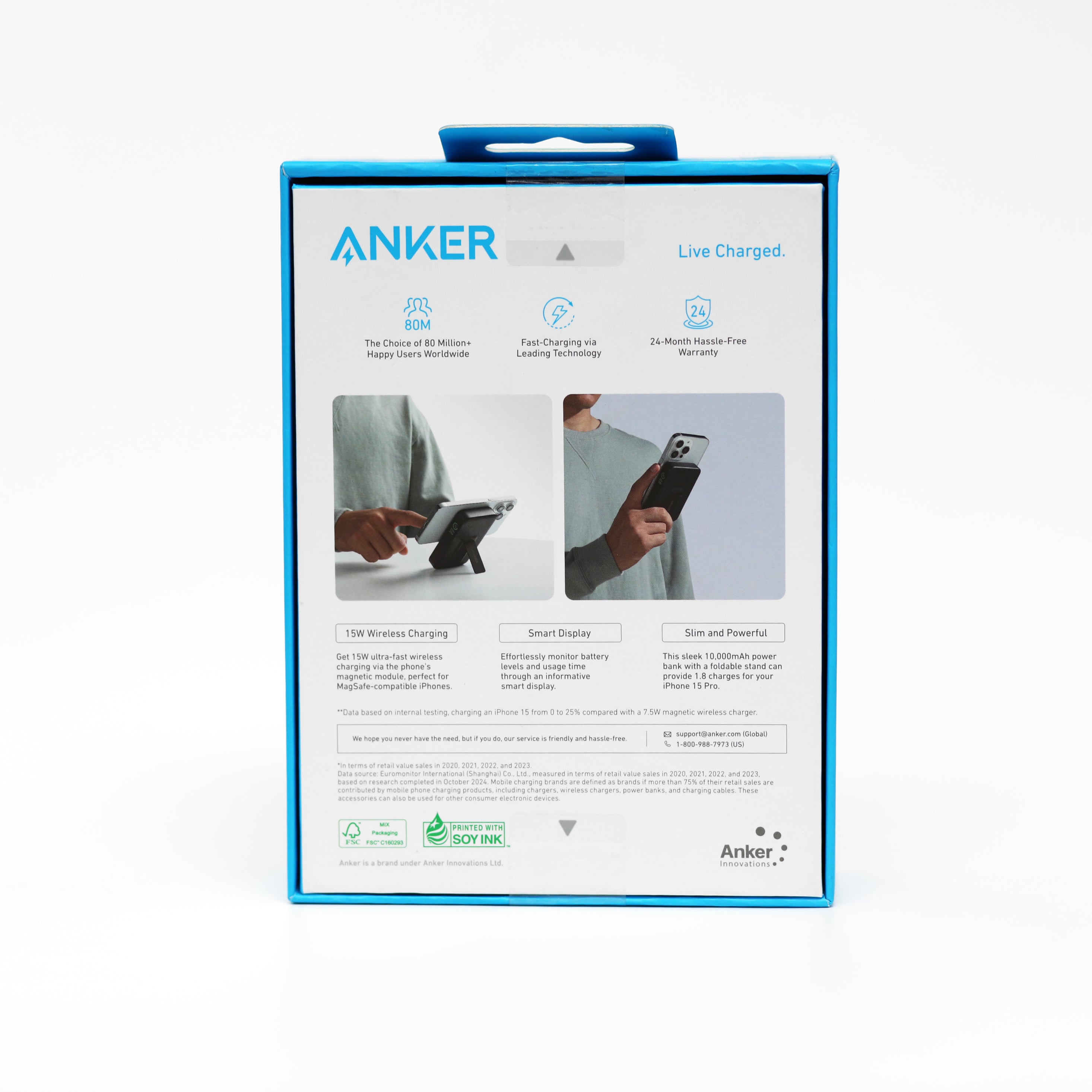 باور بنك Anker MagGo المغناطيسي بسعة 10,000mAh مع شحن لاسلكي سريع 15 واط