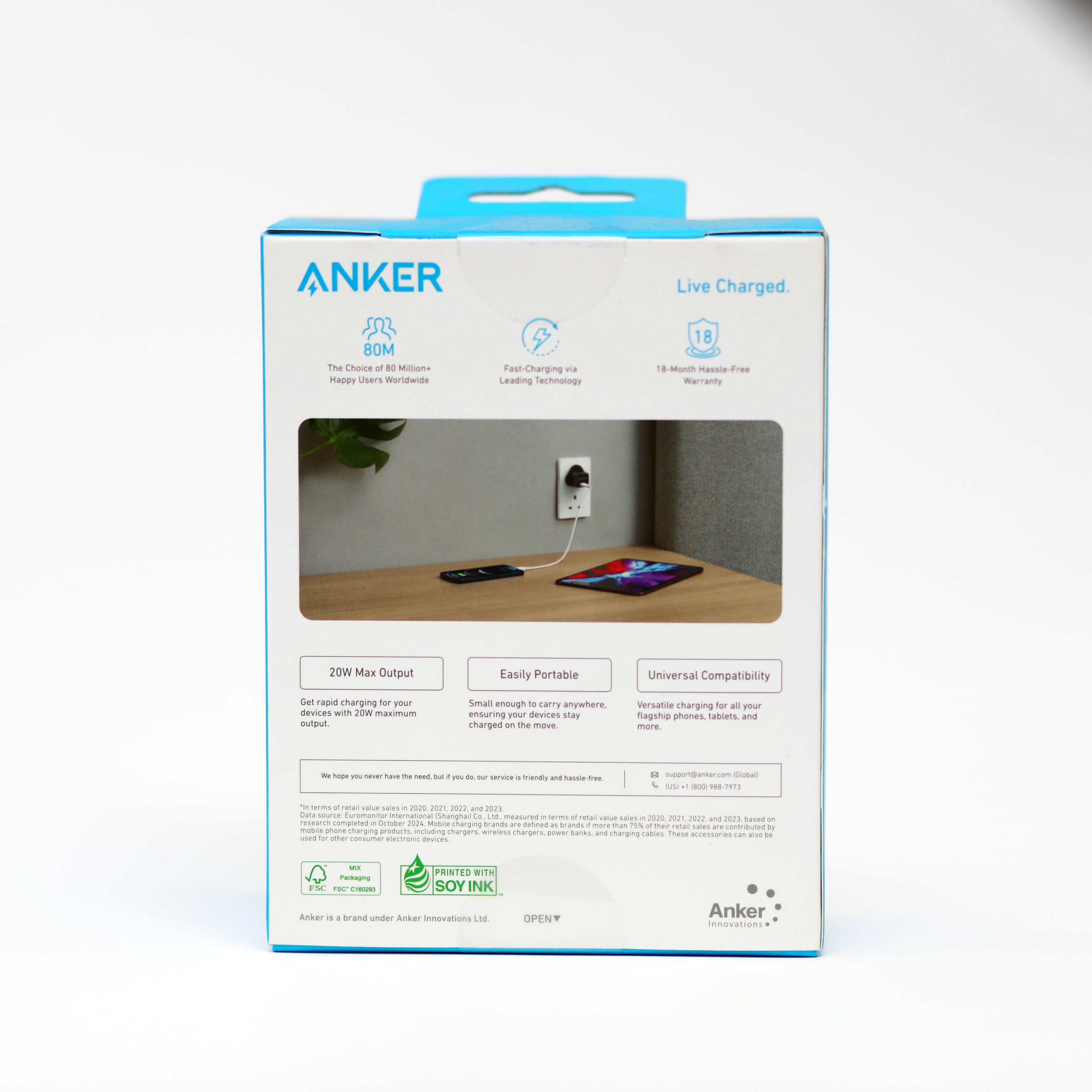 شاحن Anker USB-C سريع بقدرة 20 واط – شاحن جداري عالي السرعة