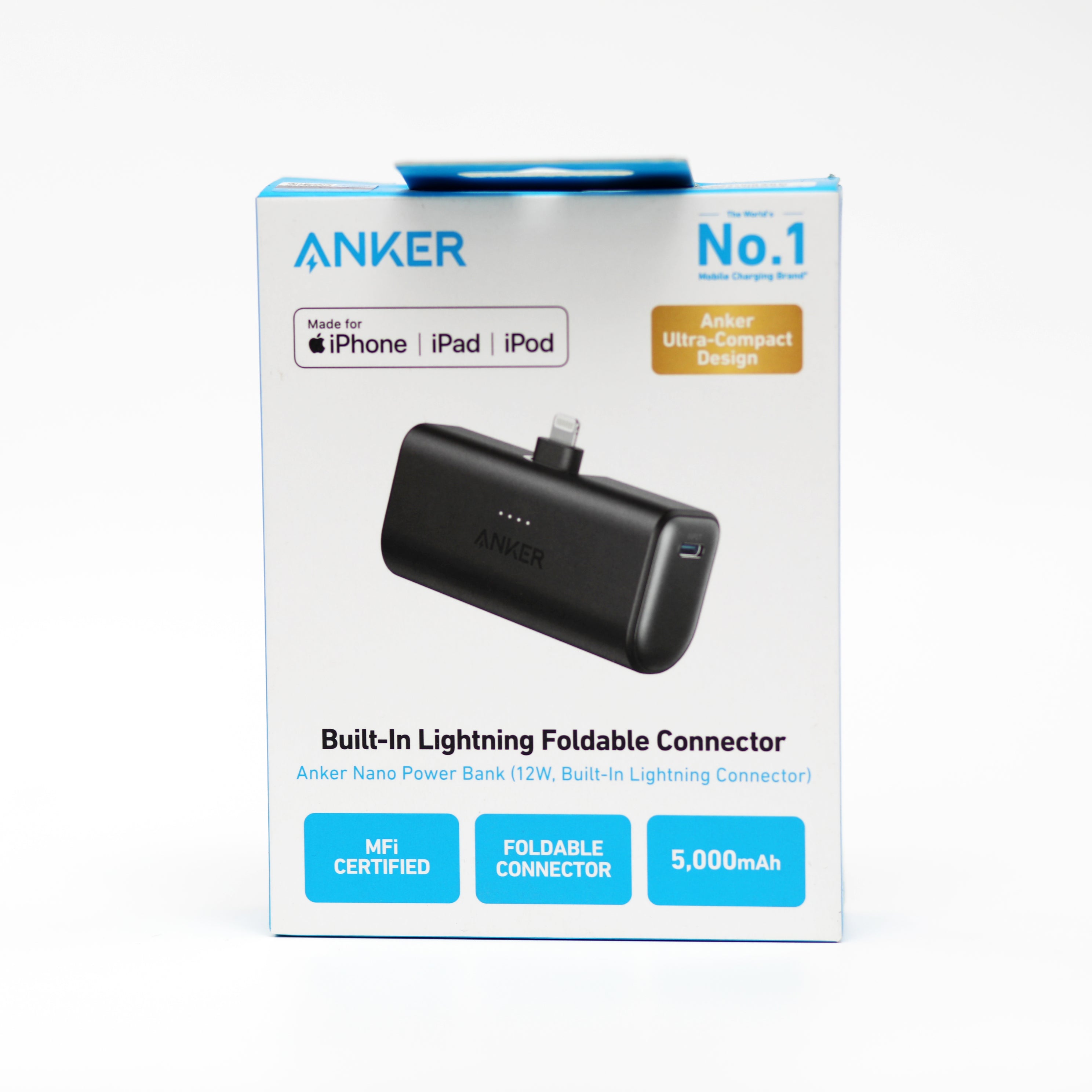 باور بنك Anker Nano بسعة 5000mAh مع موصل Lightning مدمج