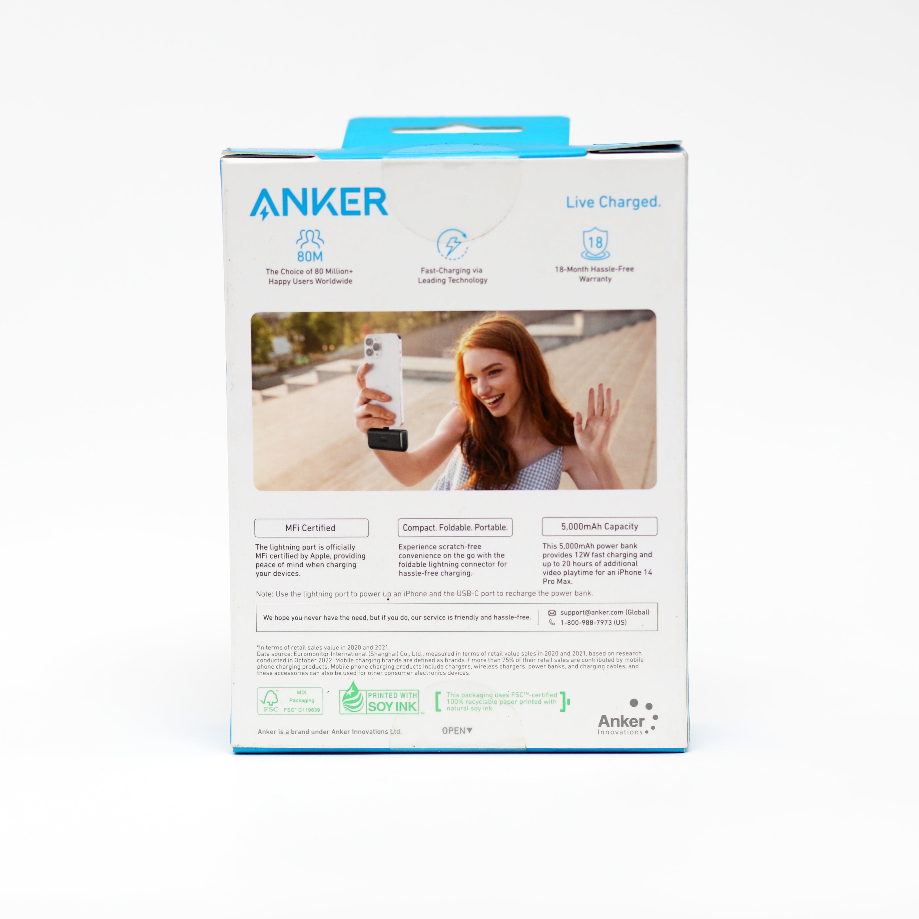 باور بنك Anker Nano بسعة 5000mAh مع موصل Lightning مدمج