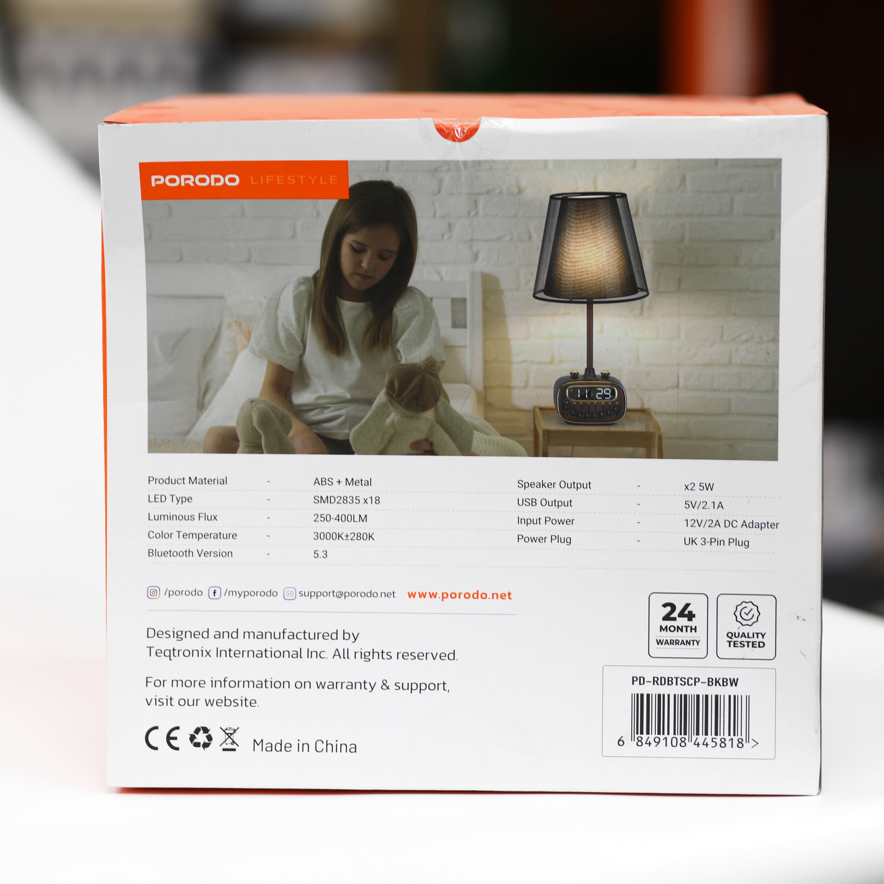 مصباح مكتب بتصميم ريترو مع سماعة بلوتوث وأصوات طبيعية Porodo Lifestyle Retro Desk Lamp