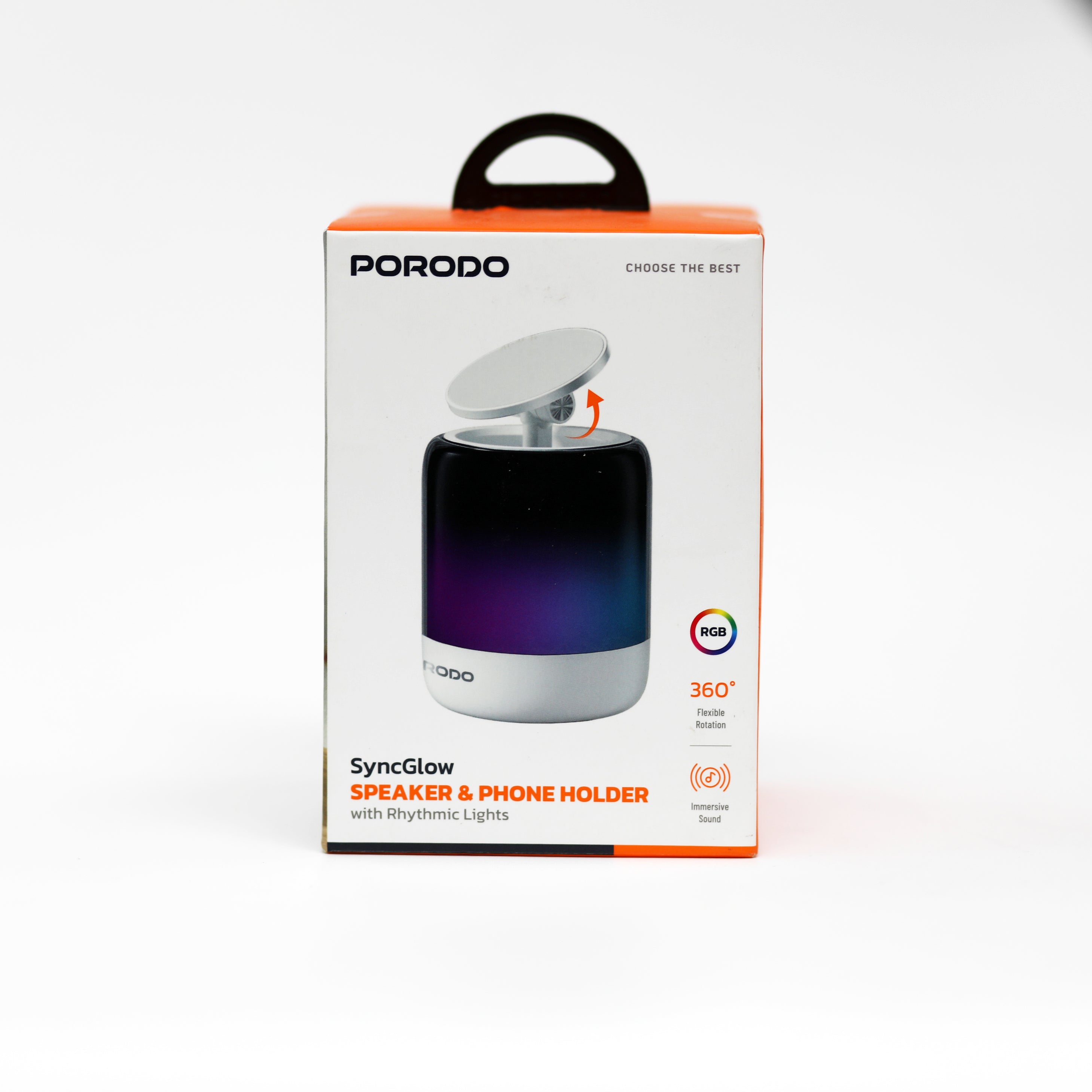 سماعة بلوتوث مع حامل جوال Porodo SyncGlow بإضاءة RGB