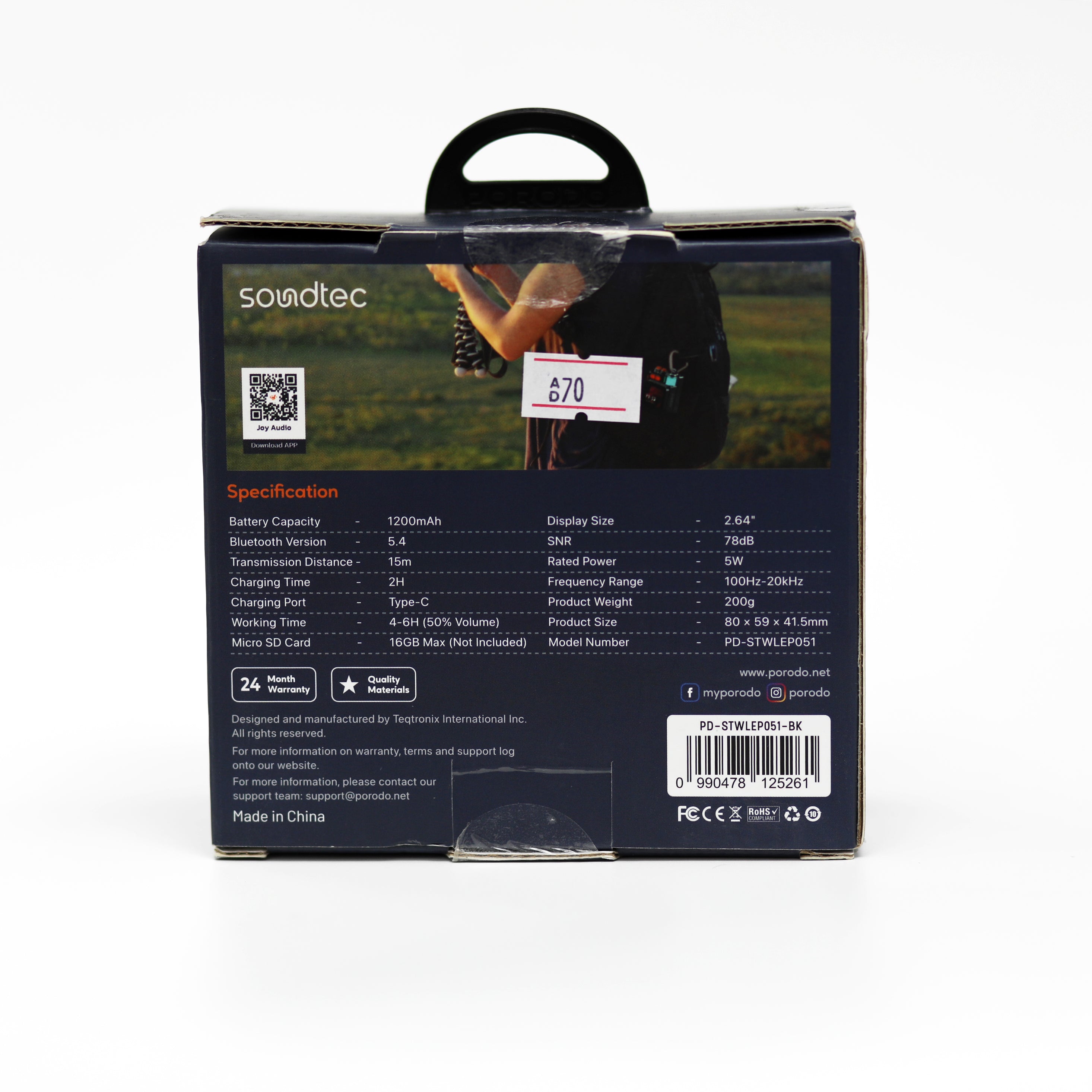 سماعة بلوتوث محمولة Soundtec Pocket Elite مع خاصية الاتصال