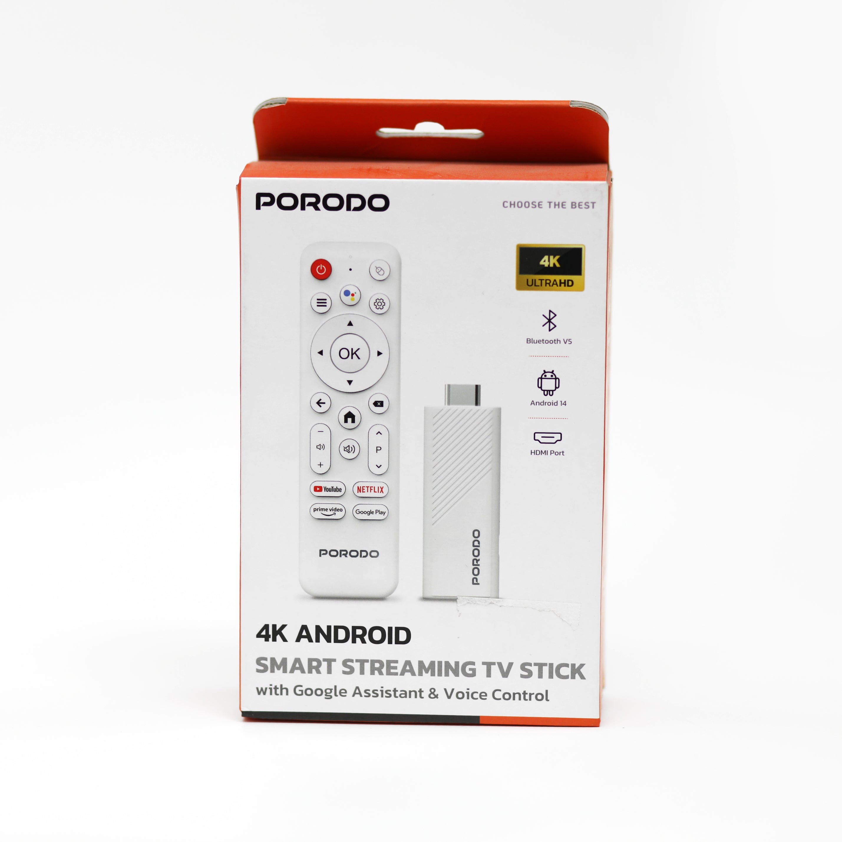 Porodo 4K Android Smart TV Stick مع Google Assistant