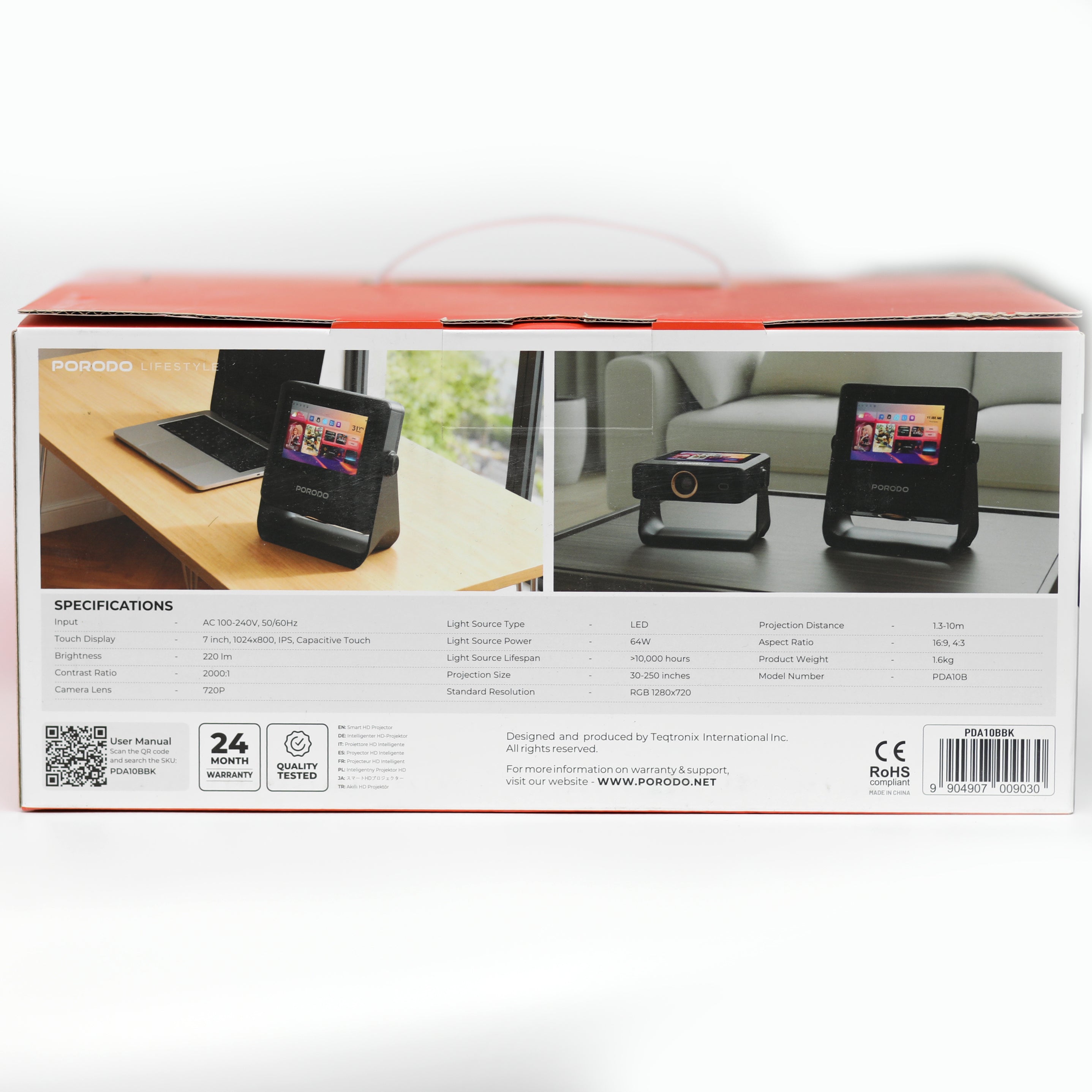 بروجكتور ذكي Porodo Optivis Smart HD بنظام Android 12 بدقة 720P