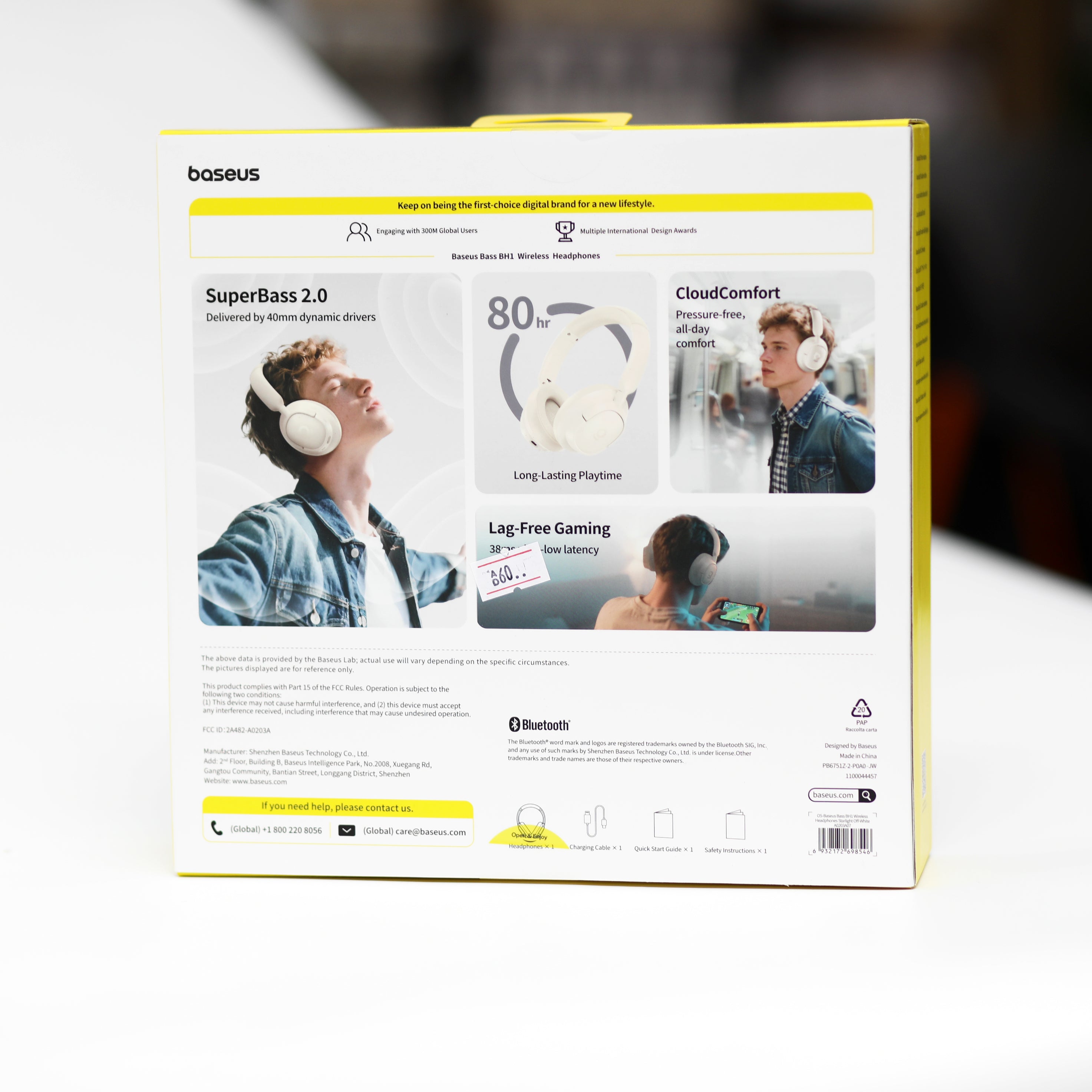 سماعات Baseus Bass BH1 اللاسلكية بتقنية Bluetooth مع بطارية 80 ساعة