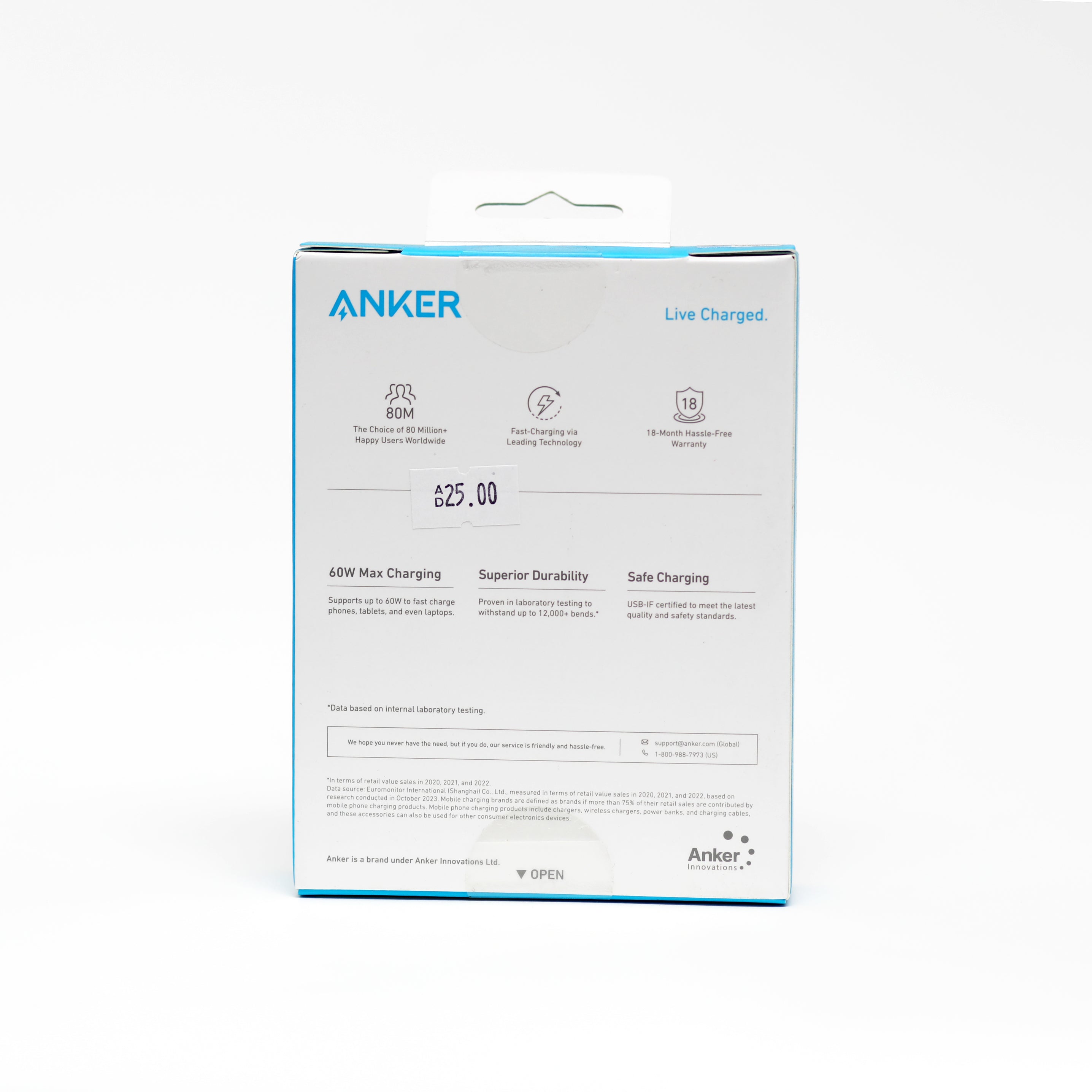 كابل Anker USB-C إلى USB-C للشحن السريع 60 واط