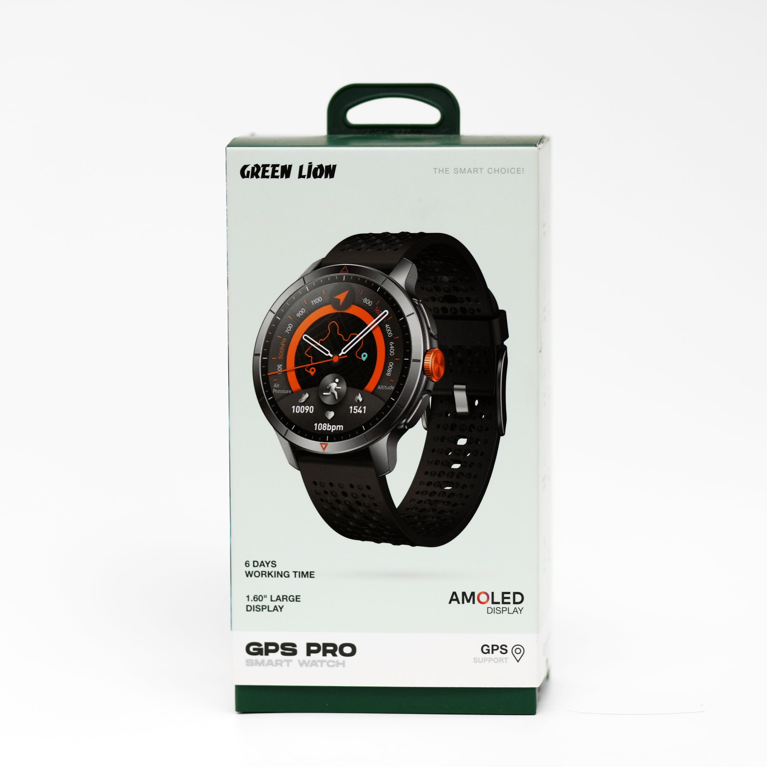 ساعة Green Lion GPS Pro الذكية بشاشة AMOLED مع دعم GPS وتتبع 170+ وضع رياضي