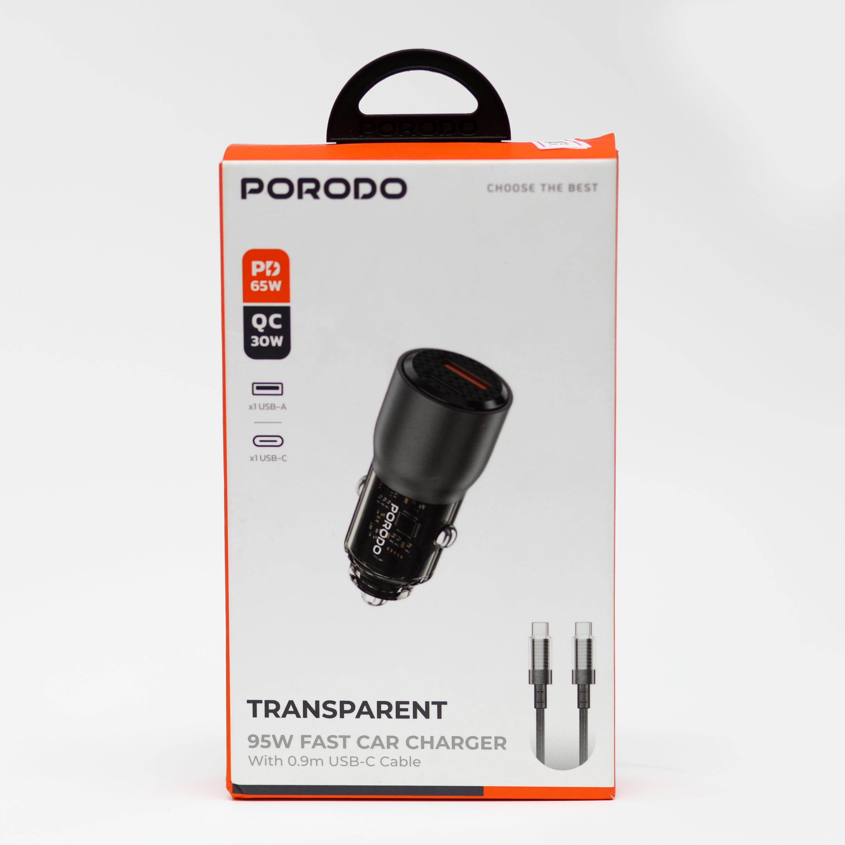 شاحن سيارة سريع 95 واط بتصميم شفاف من Porodo