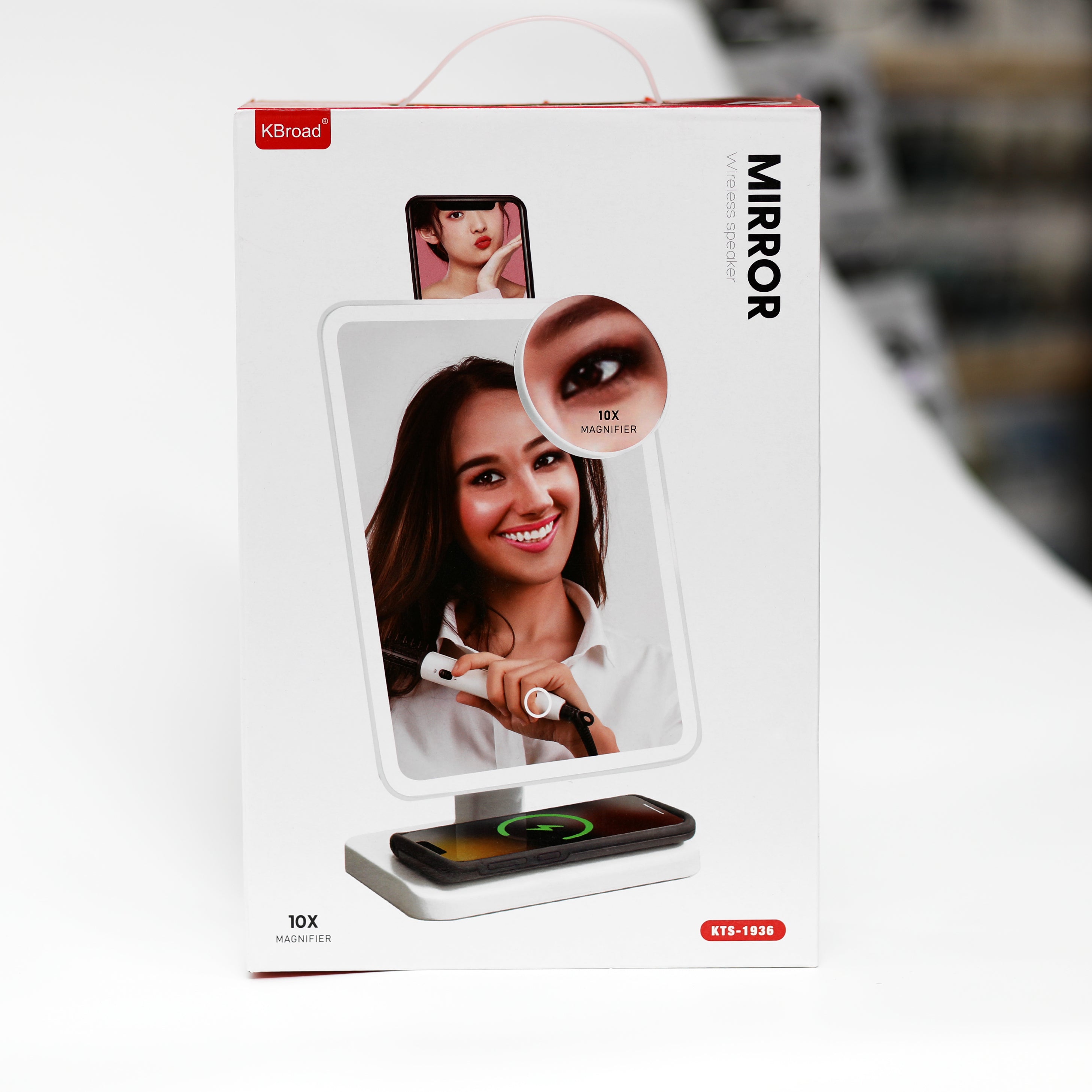 مرآة مكياج ذكية بإضاءة LED مع شاحن لاسلكي وسماعة بلوتوث KBroad Smart Makeup Mirror