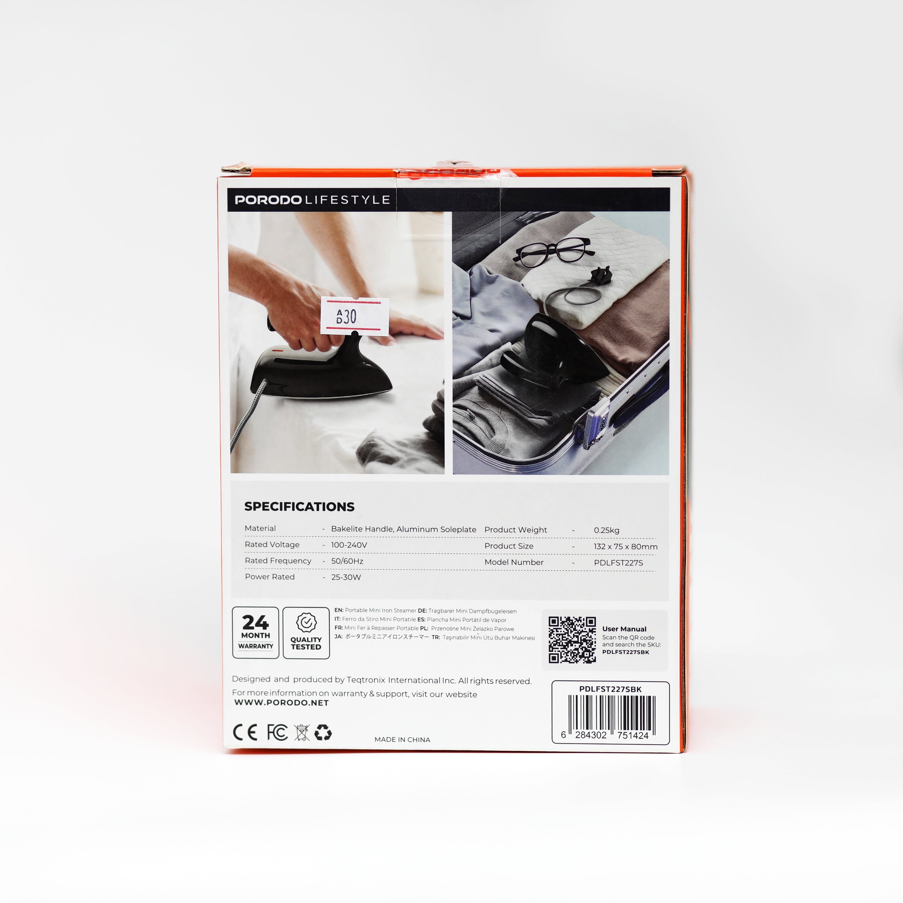 مكواة بخار صغيرة محمولة Porodo Ironix للسفر