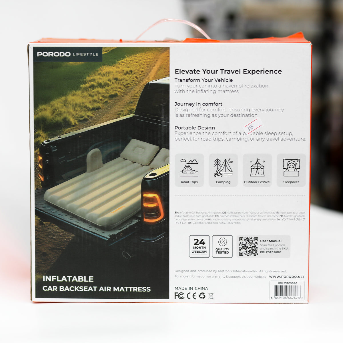 Porodo Inflatable Car Backseat Air Mattress – Portable Car Travel Bed-7