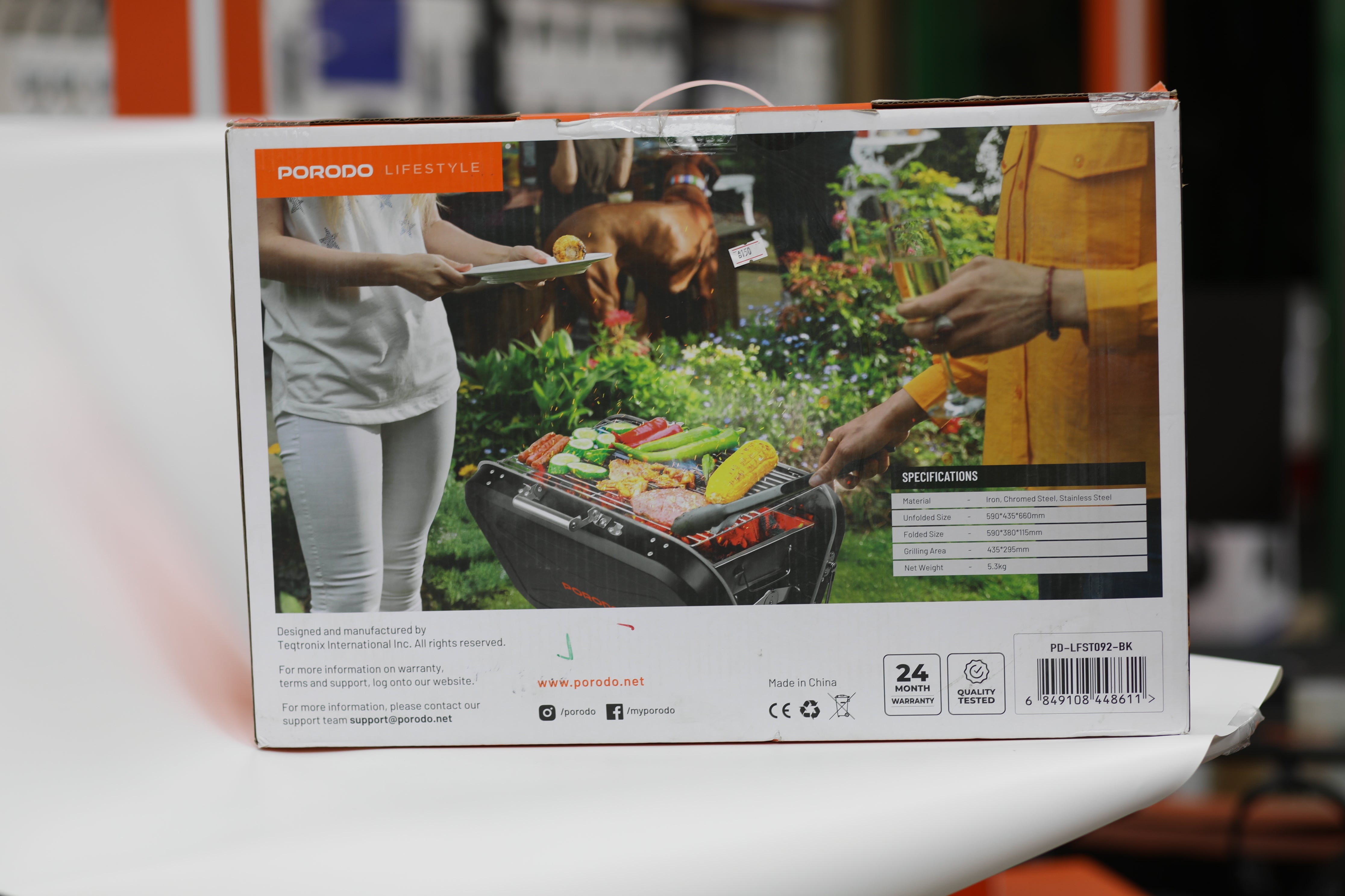 شواية فحم قابلة للطي Porodo Portable BBQ Grill مقاس 17 بوصة للتخييم والرحلات