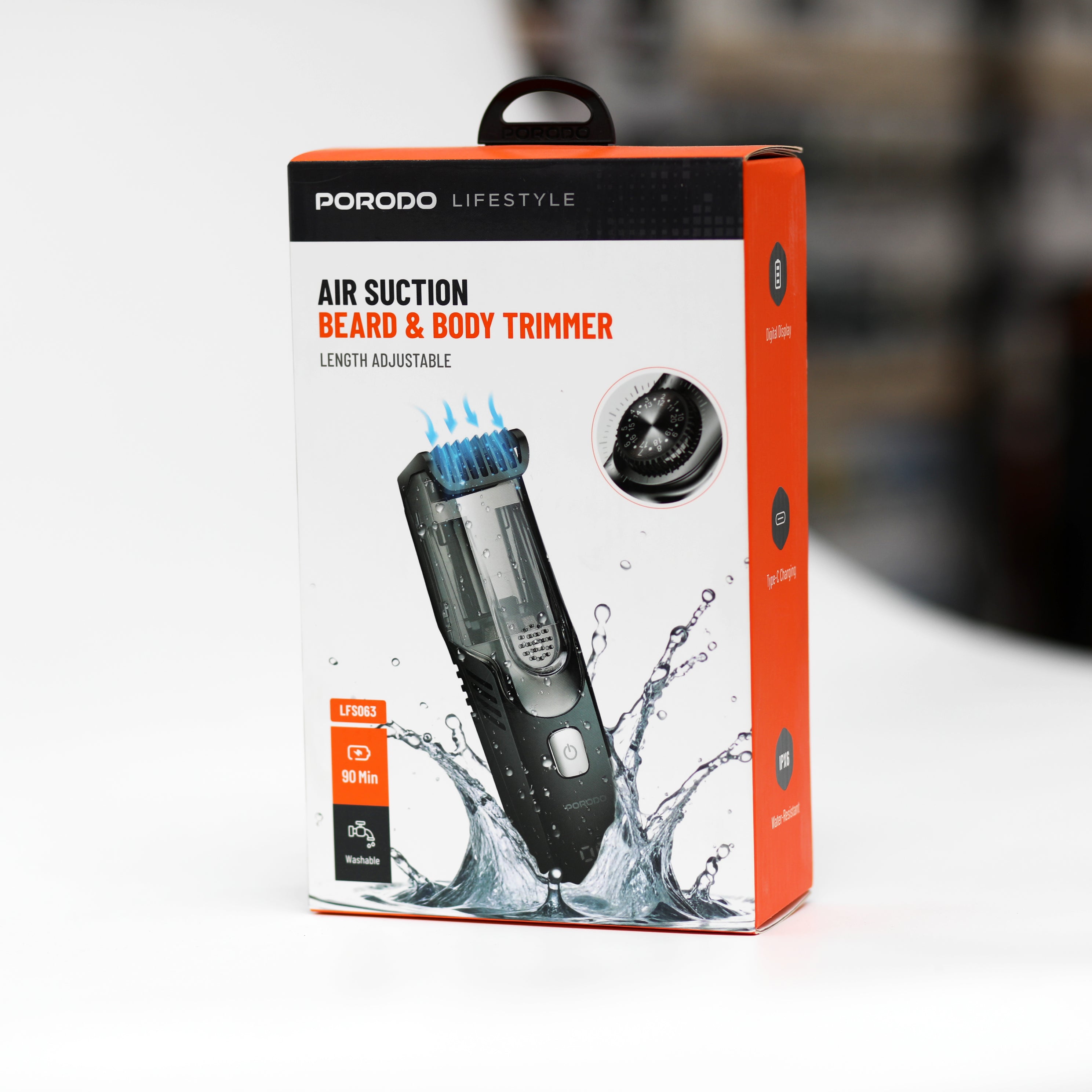 ماكينة حلاقة اللحية والجسم مع شفط الشعر Porodo Air Suction Trimmer