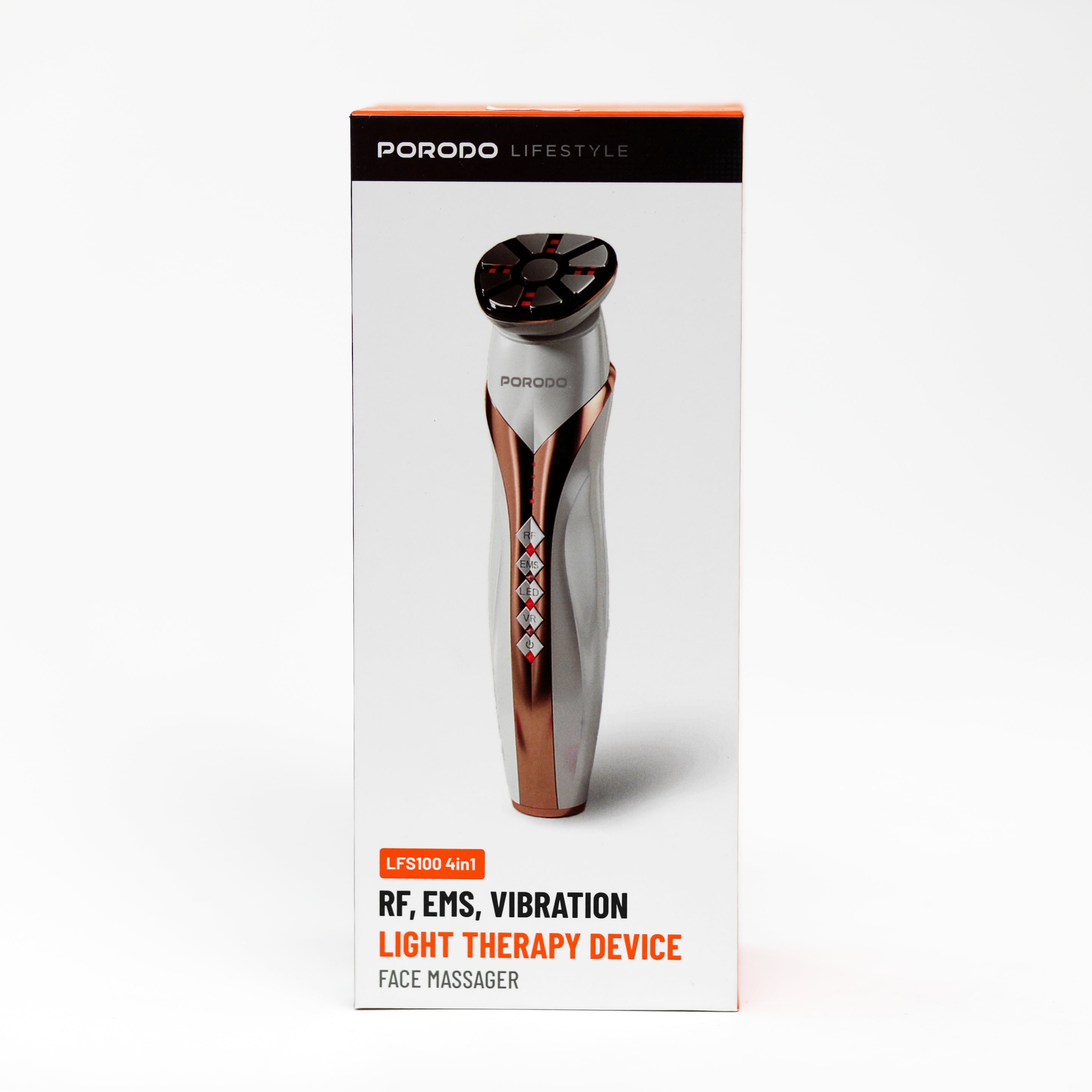 جهاز مساج الوجه بتقنية RF و EMS مع العلاج الضوئي Porodo 4-in-1 Face Massager