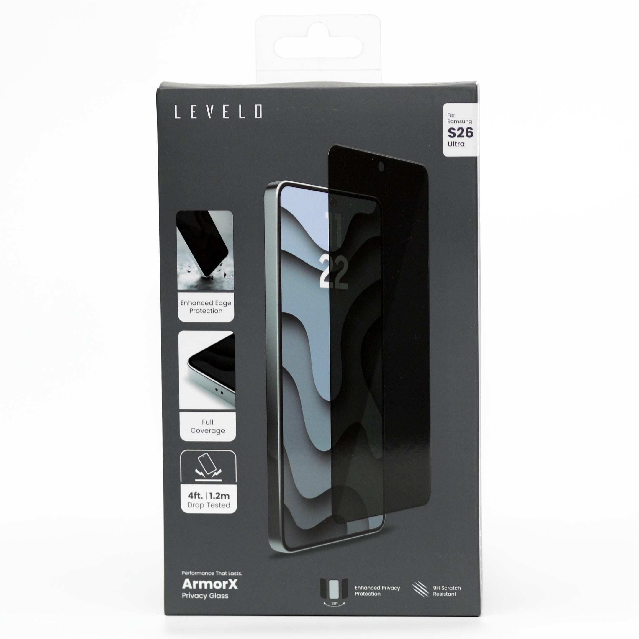 LEVELO ArmorX Privacy Glass – Samsung S26 Ultra