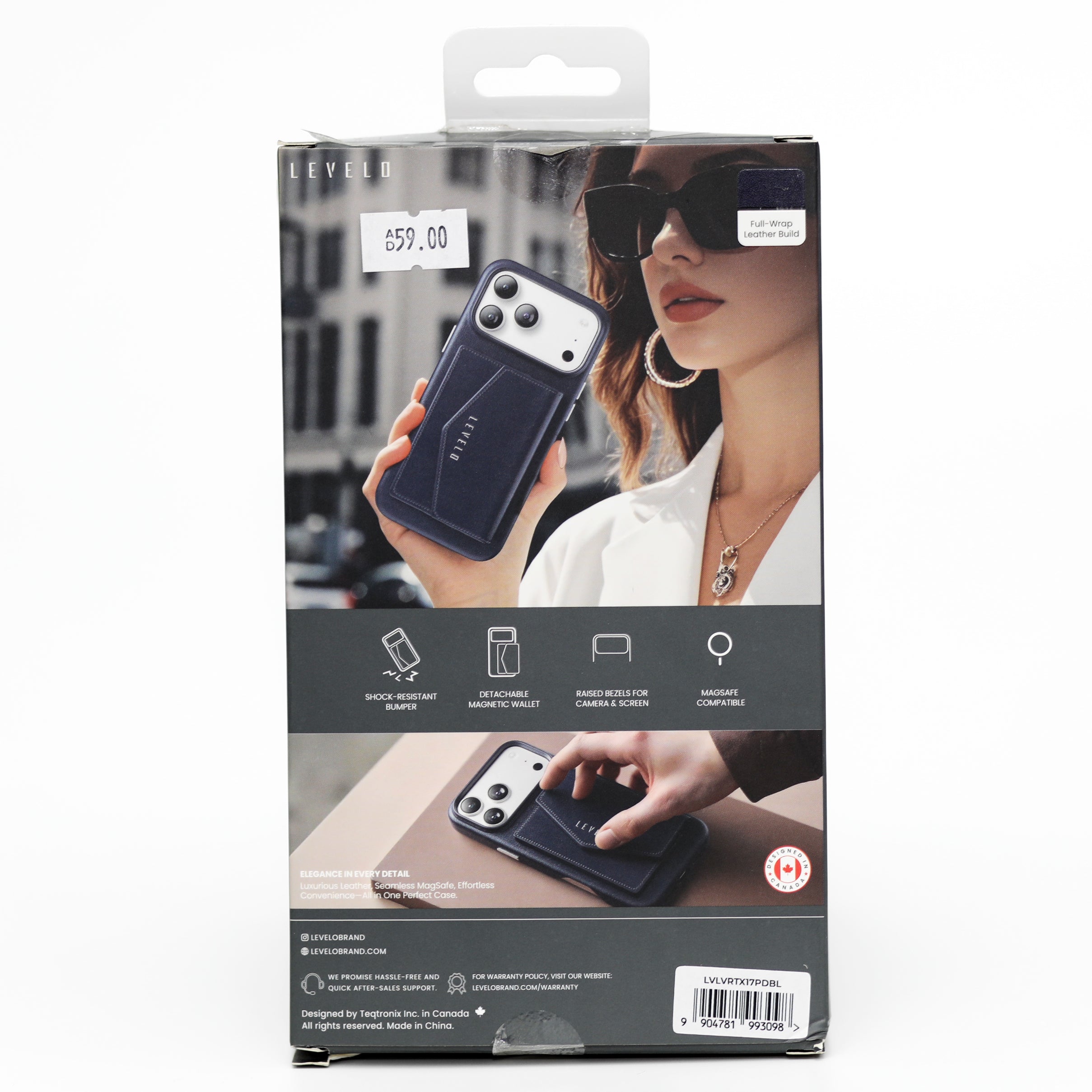 LEVELO Vertex PU Leather Wallet Case – iPhone 17 Pro