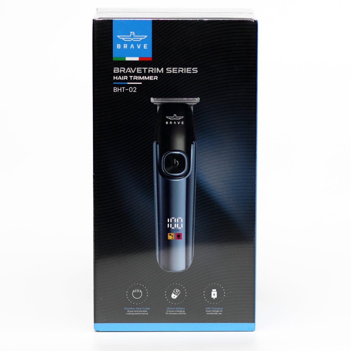 بريف BraveTrim BHT-02 ماكينة حلاقة احترافية T-Blade – سرعتين، شاشة LED، شحن USB