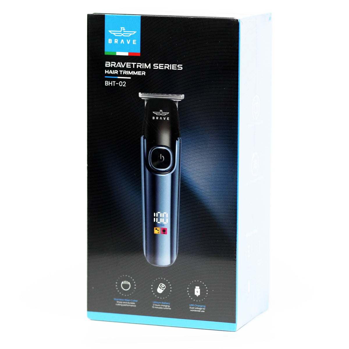 بريف BraveTrim BHT-02 ماكينة حلاقة احترافية T-Blade – سرعتين، شاشة LED، شحن USB