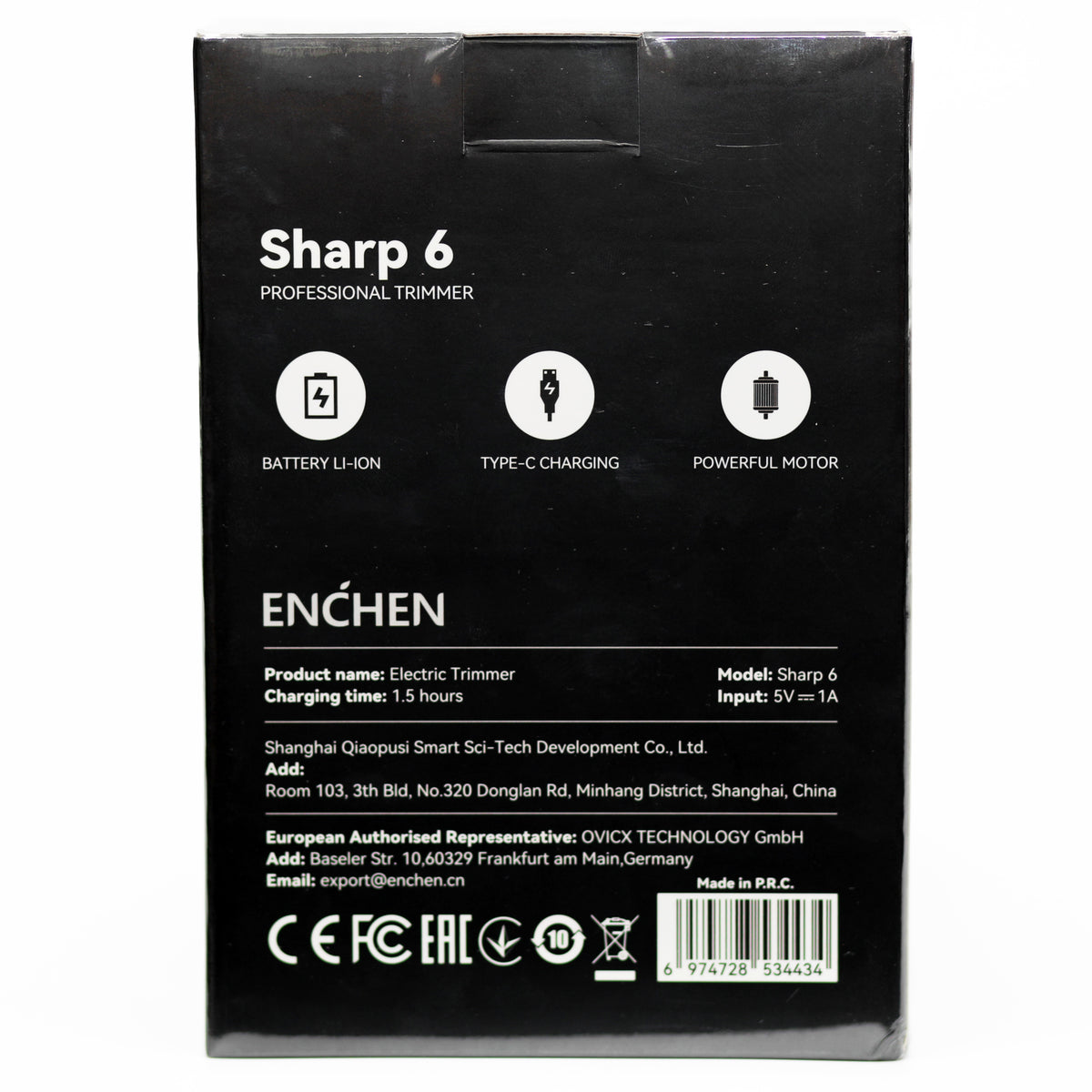 إنشين Enchen Sharp 6 ماكينة حلاقة احترافية – شحن USB-C، لاسلكي، شفرات دقيقة-3
