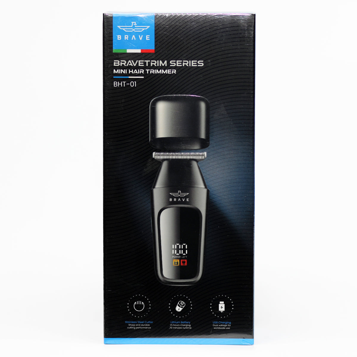 بريف Brave BHT-01 ماكينة حلاقة صغيرة احترافية – شحن USB، شاشة LED، شفرات ستانلس ستيل