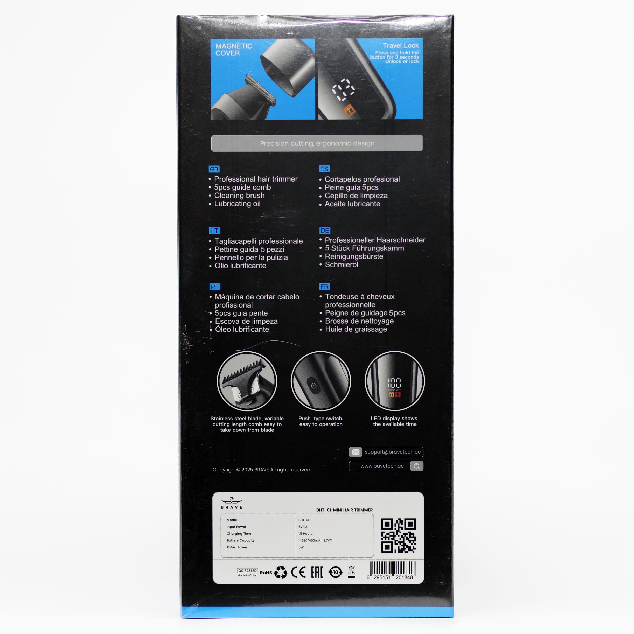 Brave BHT-01 Mini Hair Trimmer Professional USB Rechargeable