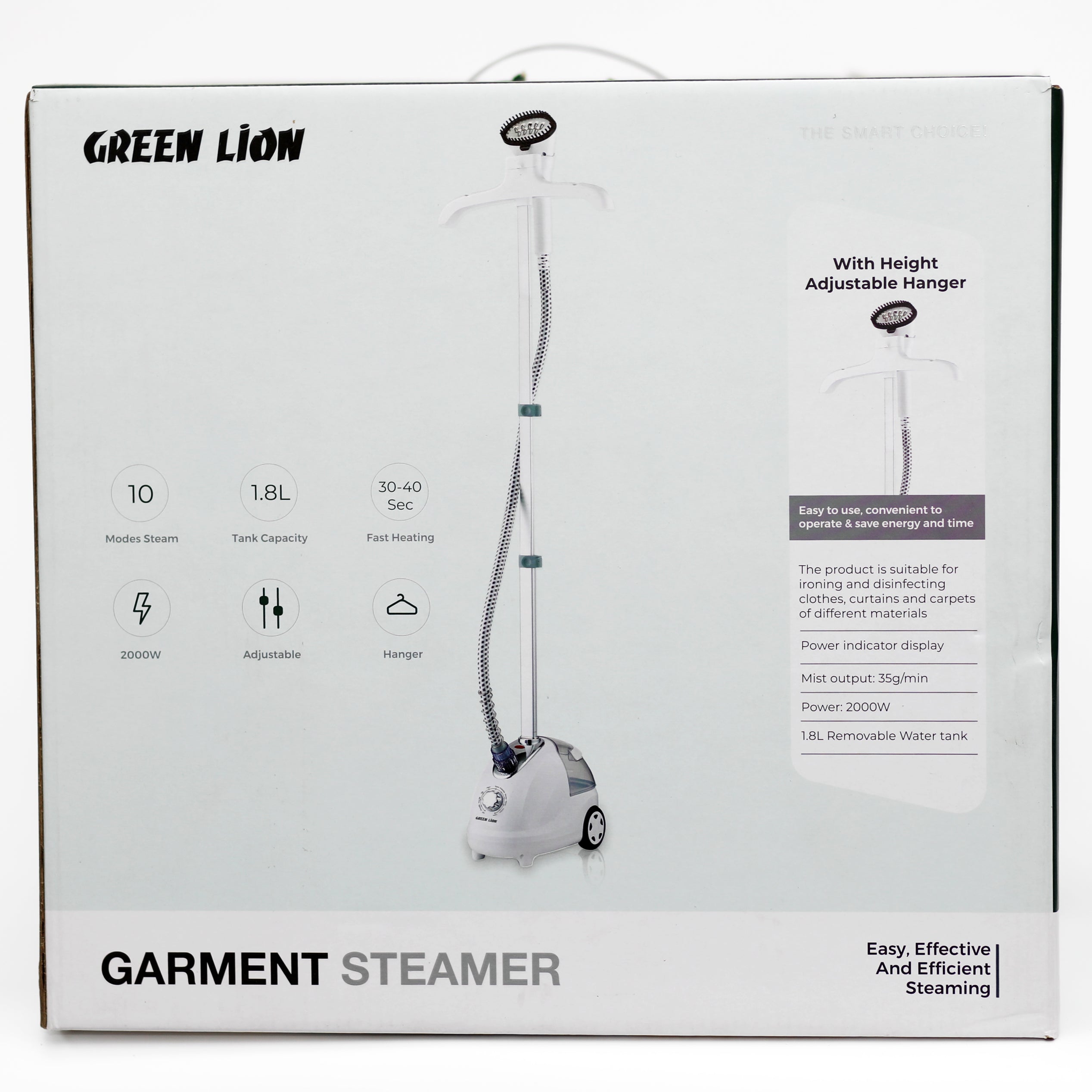 Green Lion Garment Steamer 2000W with Adjustable Hanger