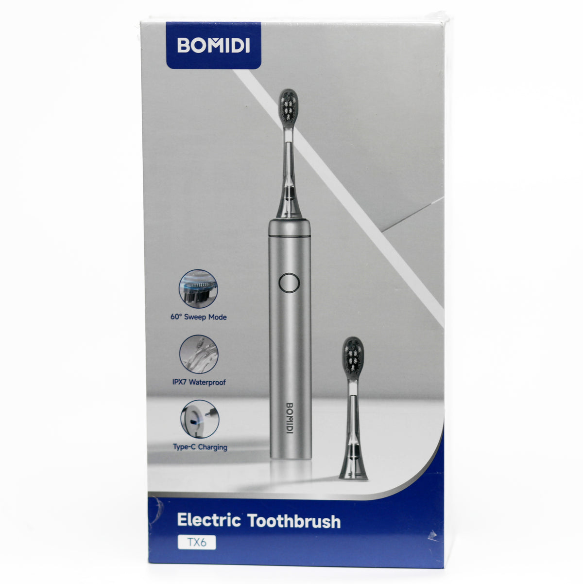بوميدي BOMIDI TX6 فرشاة أسنان كهربائية – تنظيف 60°، مقاومة للماء IPX7، شحن Type-C، تصميم ستانلس ستيل-1