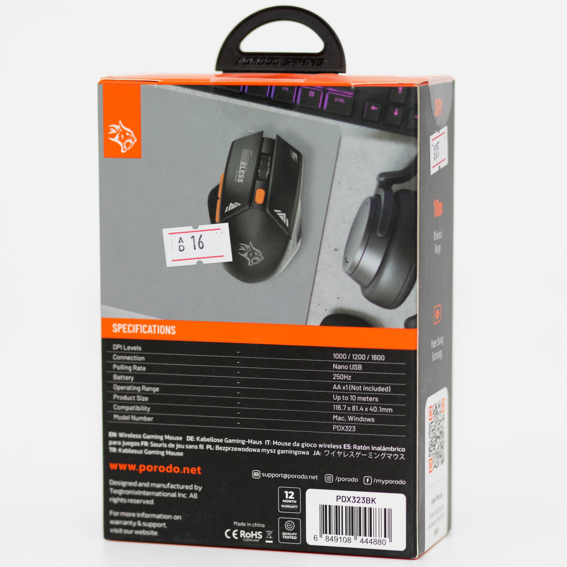 Porodo Gaming PDX323 Wireless Mouse – 2.4GHz Gaming Design