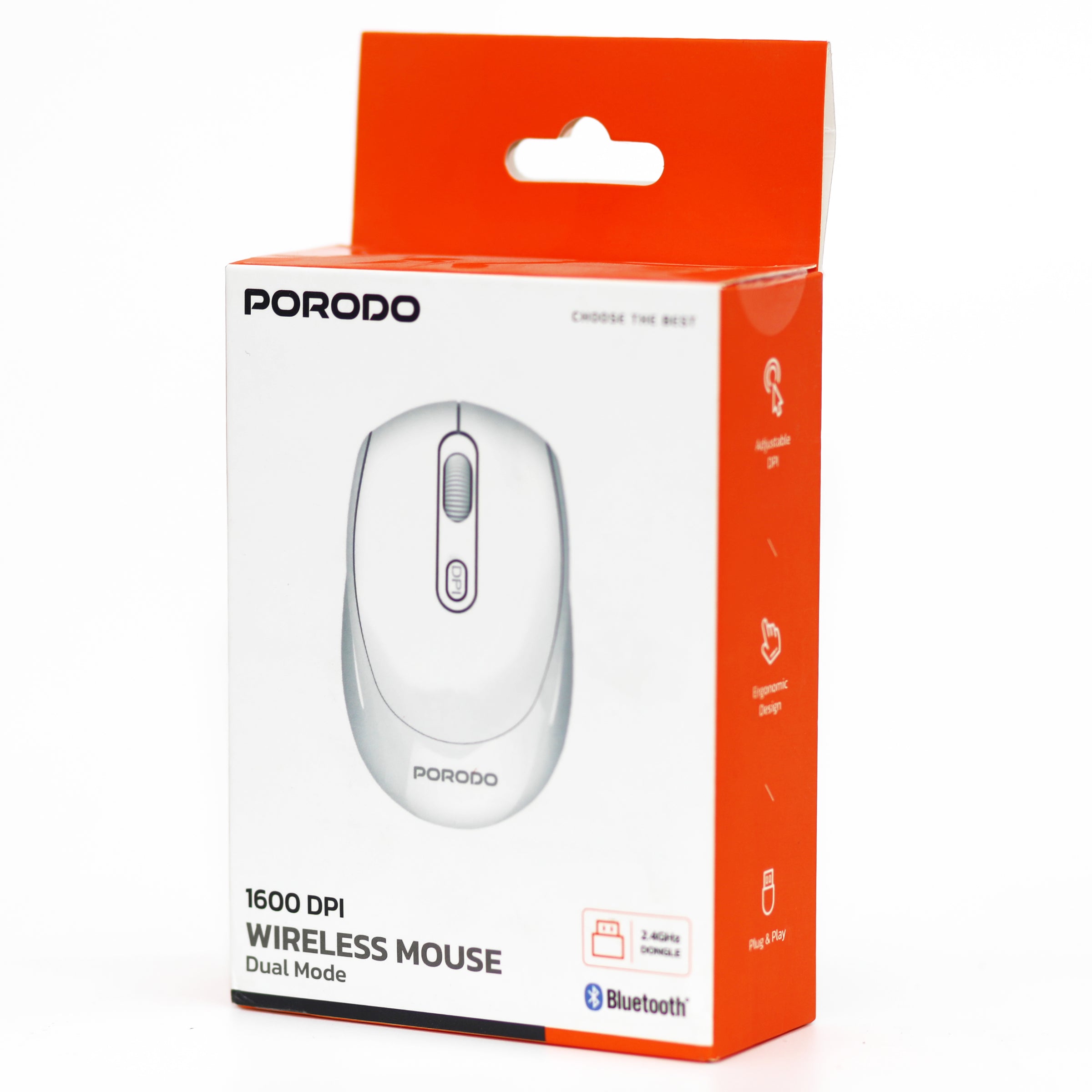 Porodo Wireless Mouse 1600 DPI Dual Mode Bluetooth & 2.4GHz